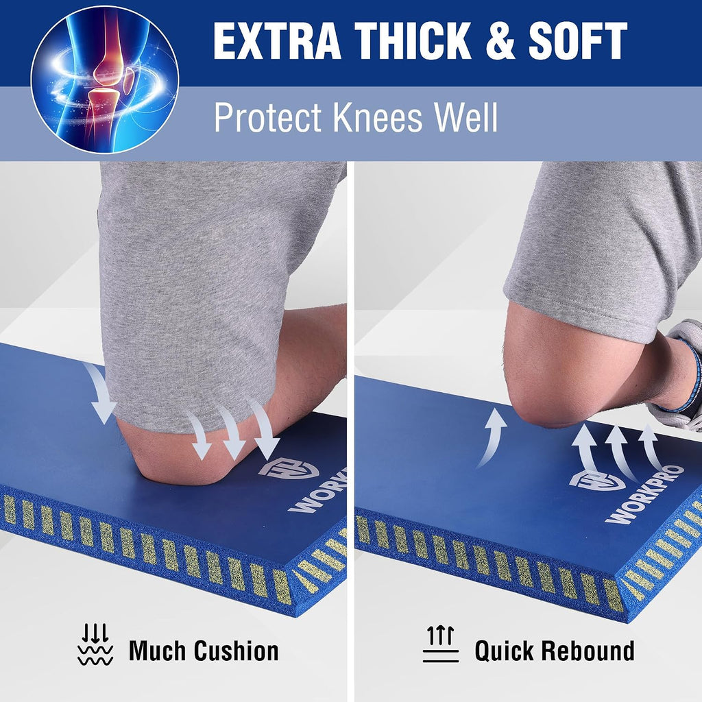 WORKPRO Extra Thick Kneeling Pad, Blue, 28 x 16 x 1.2in | Soft NBR Foam Knee Cushioning, Extra Large Foam Kneeler Mat
