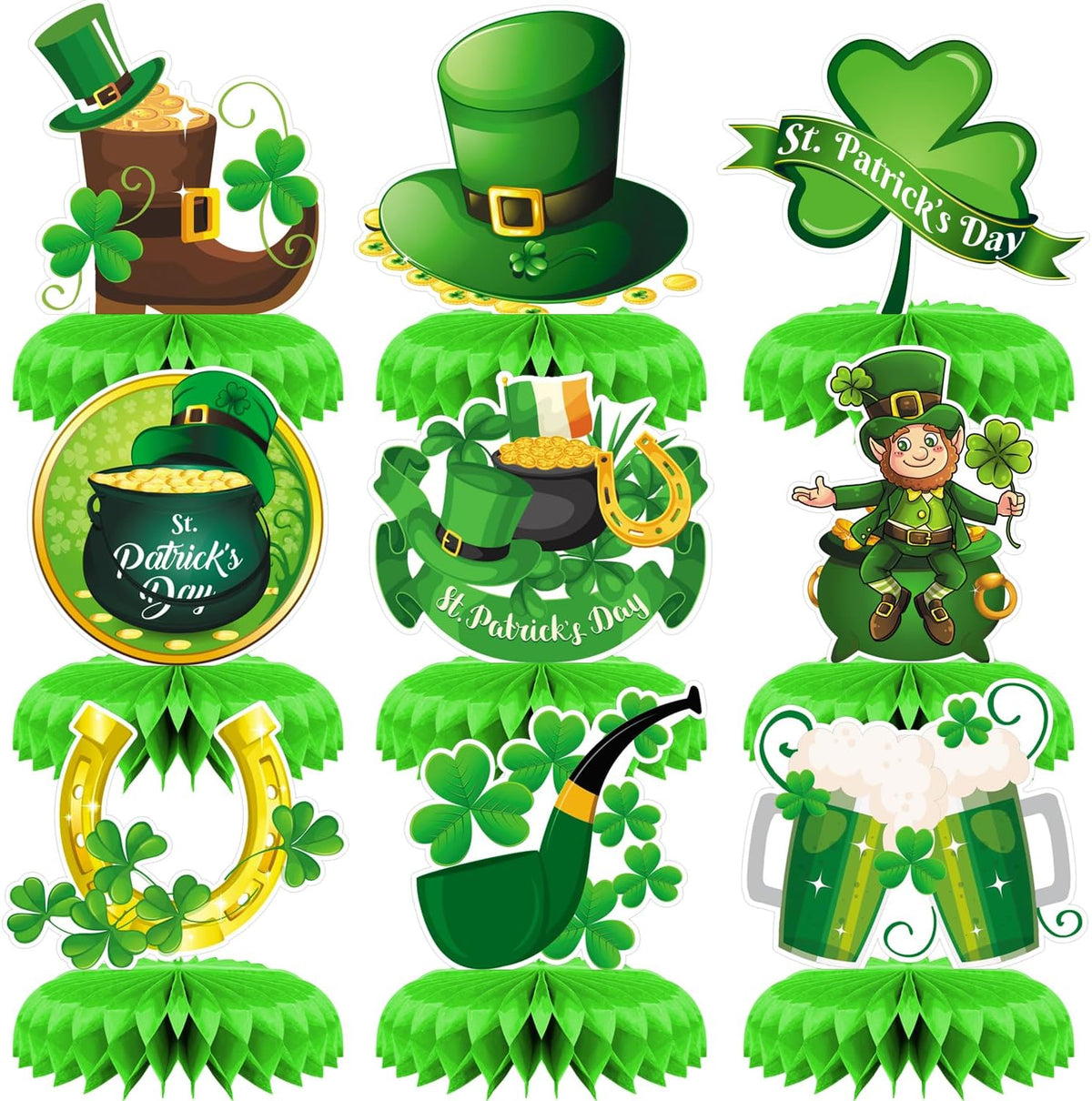 9Pcs St Patricks Day Table Decorations, Green St. Patrick's Day Centerpiece
