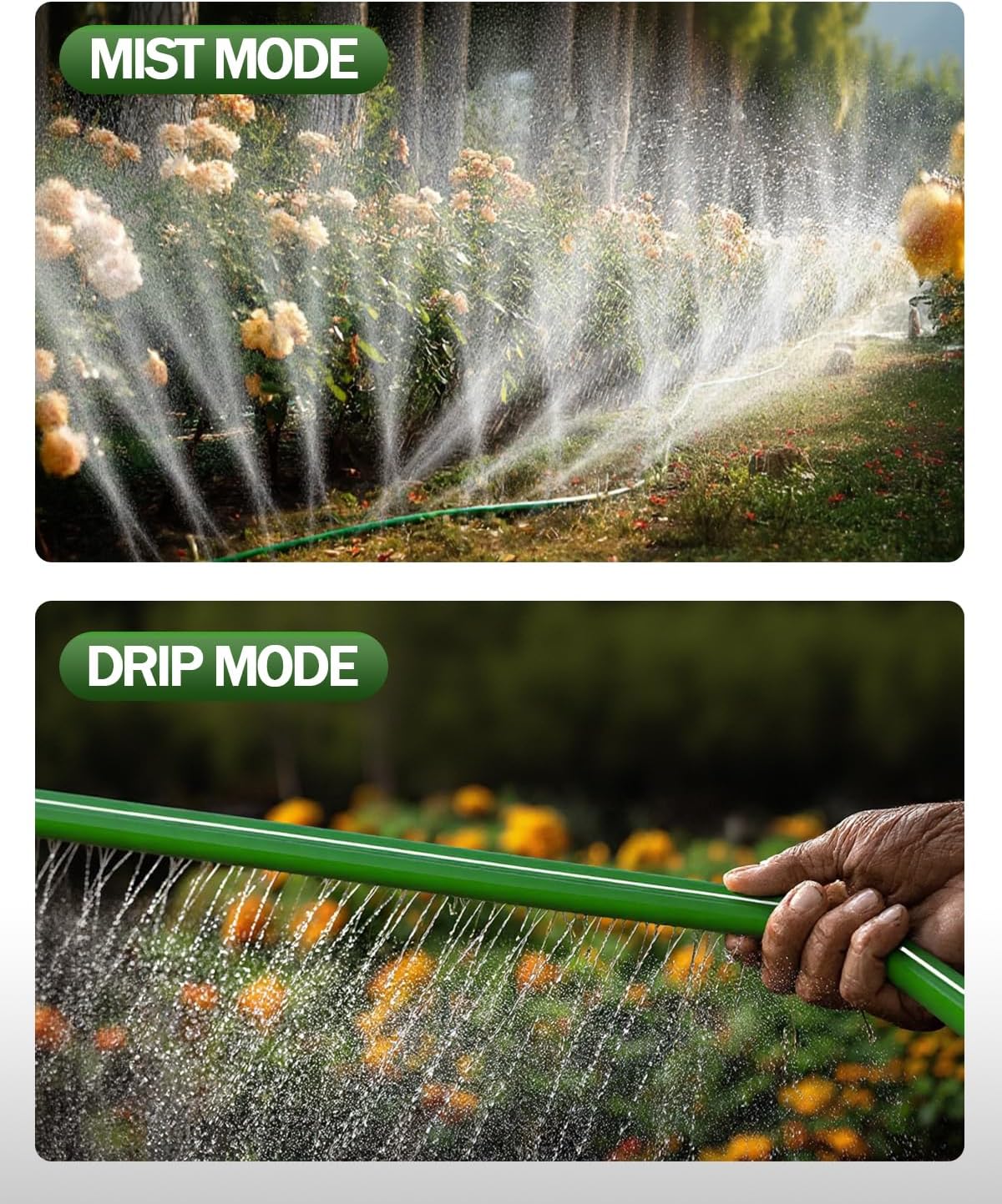 2 Pack 50FT Three-Tube Flat Sprinkler Hose with Holes with U-Shaped Stakes | Heavy Duty Soaker Hose for Garden, Dual