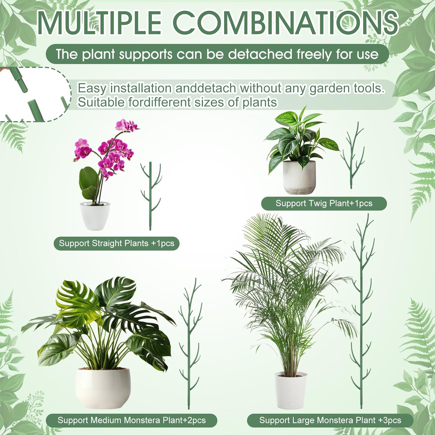Honeydak 18 Pack Monstera Plant Support Plant Support Stakes for Indoor Plants Stackable Monstera Climbing Sticks with