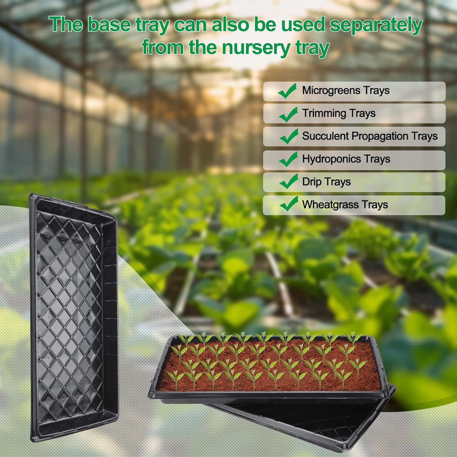 Oscorna (20Pack) 72-Cell Seed Starter Trays with Dibber, 10 Pack Nursery Starting with Base Tray, 72 Hole Soil Digger