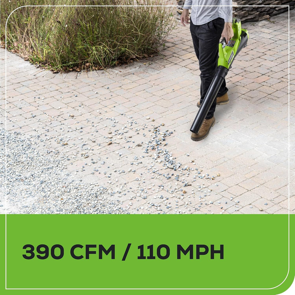 Greenworks 40V 12 in String Trimmer & 390 CFM Blower Combo, 2.0 Ah Battery