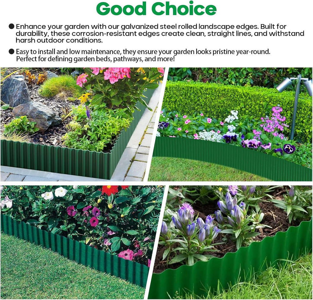 Corrugated Metal Garden Edging,Sturdy Tall Landscape Edging Borders with 6pcs Anchor Stakes, Perfect DIY for Flower