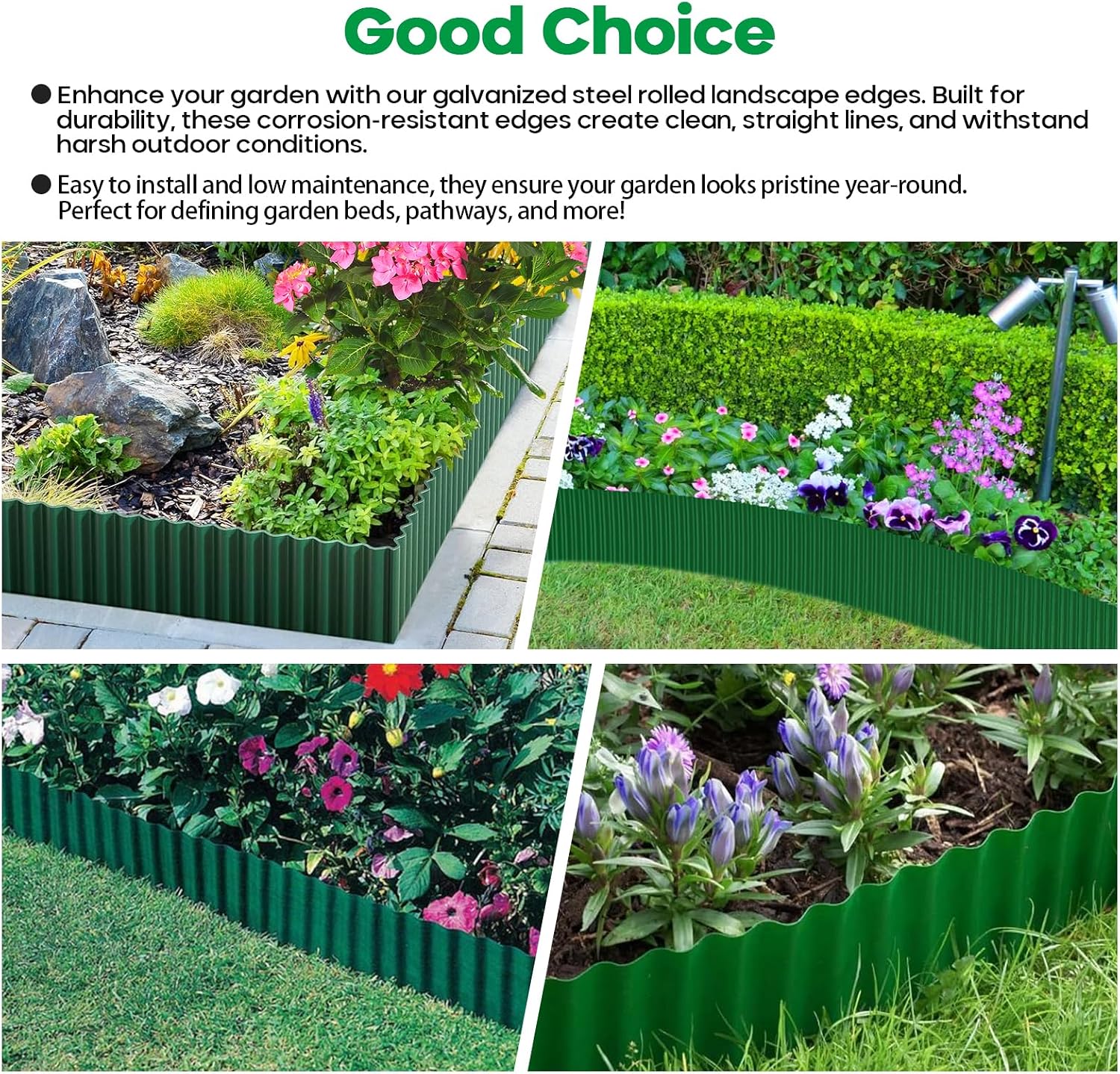 Corrugated Metal Garden Edging,Sturdy Tall Landscape Edging Borders with 6pcs Anchor Stakes, Perfect DIY for Flower