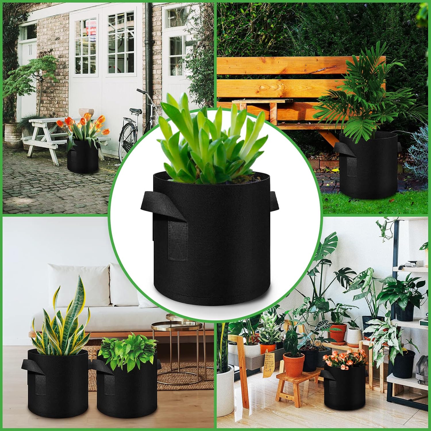 12-Pack 10 Gallon Plant Grow Bags, Thickened Nonwoven Fabric Pots with Handles, Vegetable Planter Bags Containers