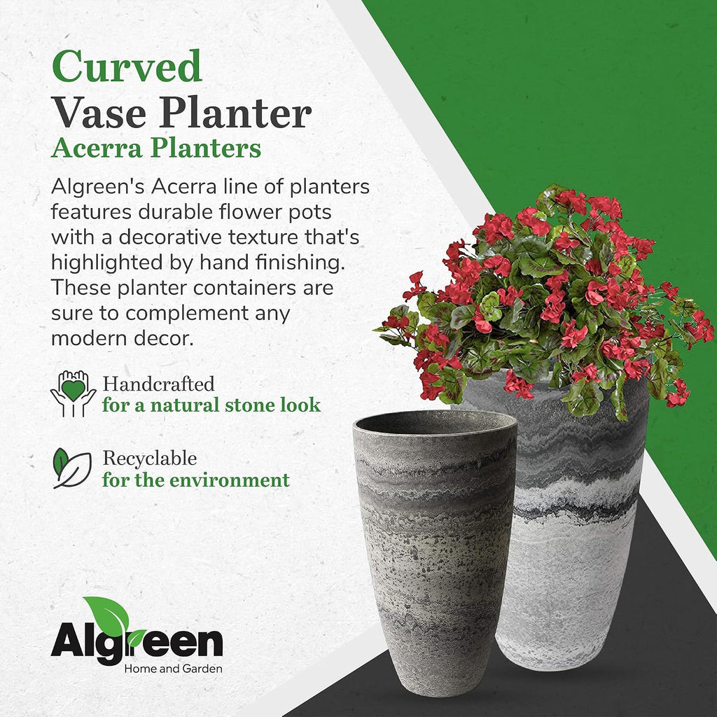 Algreen Products Acerra Composite Vase Planter with Drainage Hole, Decorative Texture, Removable Plug for Lawn and