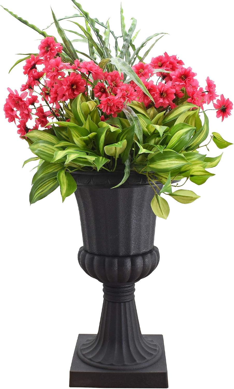 Arcadia Garden Products Plastic Garden Pedestal Urn, Set of 2 Classic Decorative Garden Pot Planter for Indoor and
