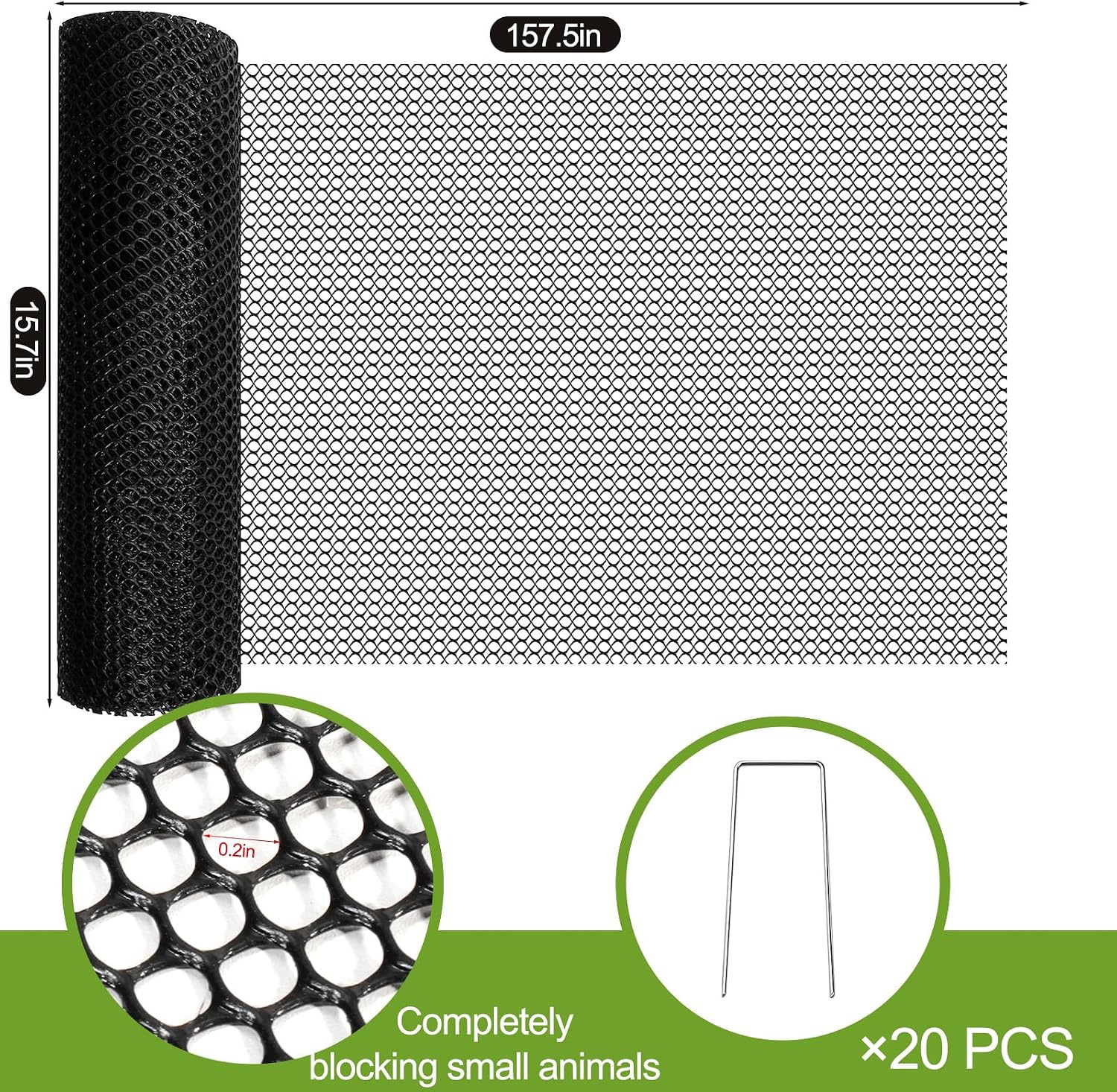 15.7"×157.5" Plant Pot Grid Set, Cat Proof Plant Protector, Cuttable Pot Soil Cover with Stakes, Breathable PE Mesh