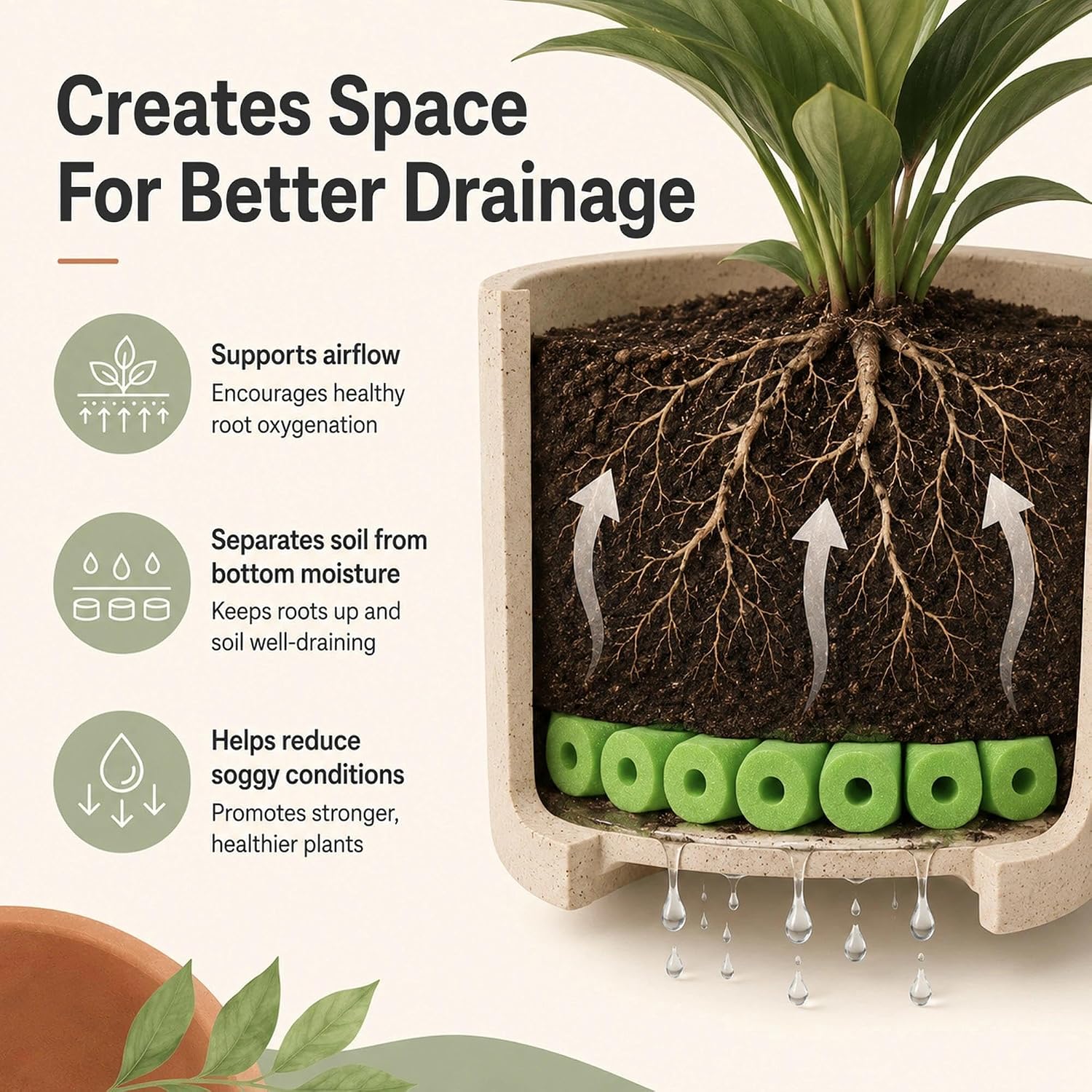 50 Pack Planter Drainage Inserts, Flower Pot Foam Inserts for Outdoor Planters, 50mm Foam Planter Filler, Lightweight