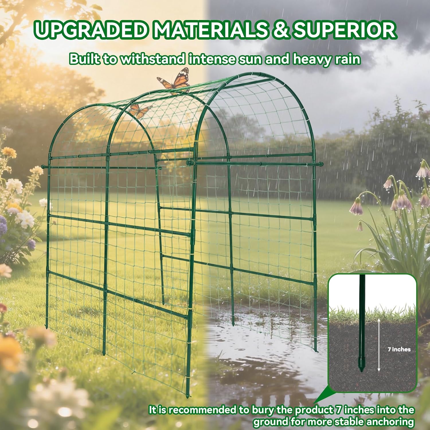 Garden Arch Trellis for Climbing Plants Outdoor - 83" H*71" W*43" L Large Rustproof Garden Trellis, Heavy Duty Grape