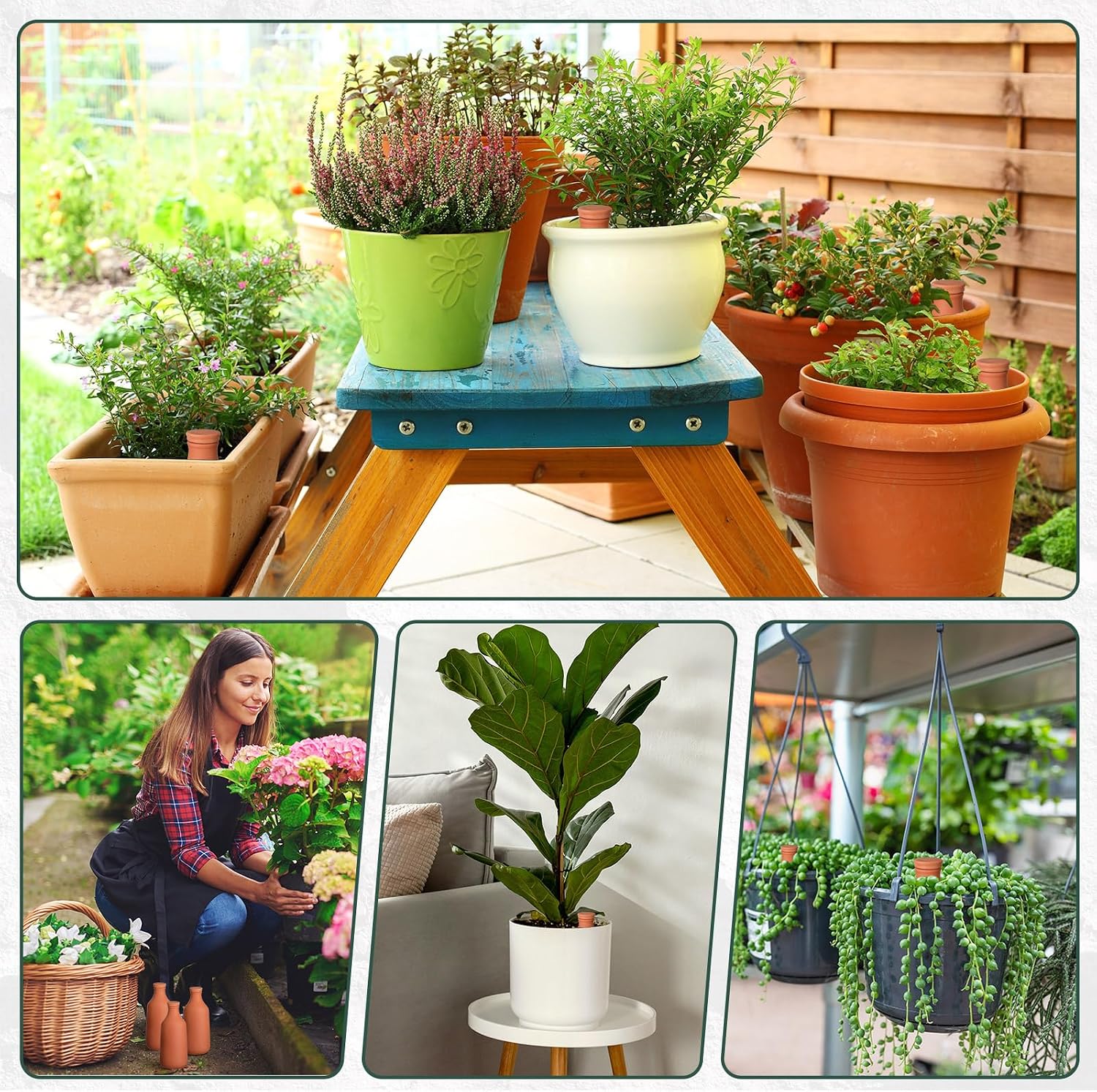 DoubleFill 8 Pcs Ollas Terracotta Watering Pots Self Watering Planter Insert Terracotta Globes Clay for Outdoor Indoor