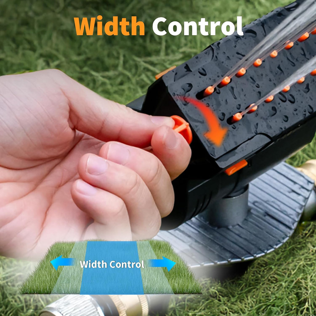 Diivoo Garden Sprinkler with Step Spike Base, Mini Turbo Oscillating Water Sprinklers for Yard, Adjustable Width, Range