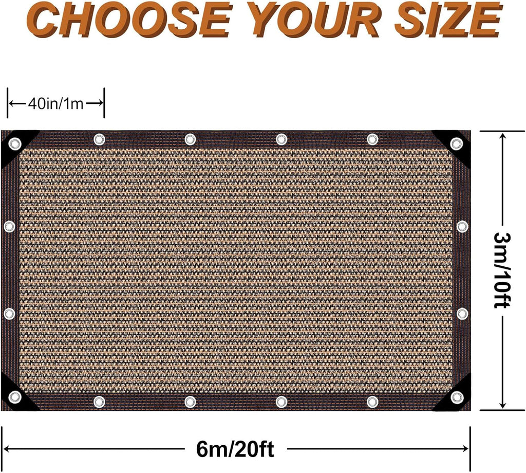 Cloth Shade Cloth with Grommets 70% Shade Cloth 10x20ft, Breathable HDPE Mesh Sun Shade for Garden Greenhouse UV