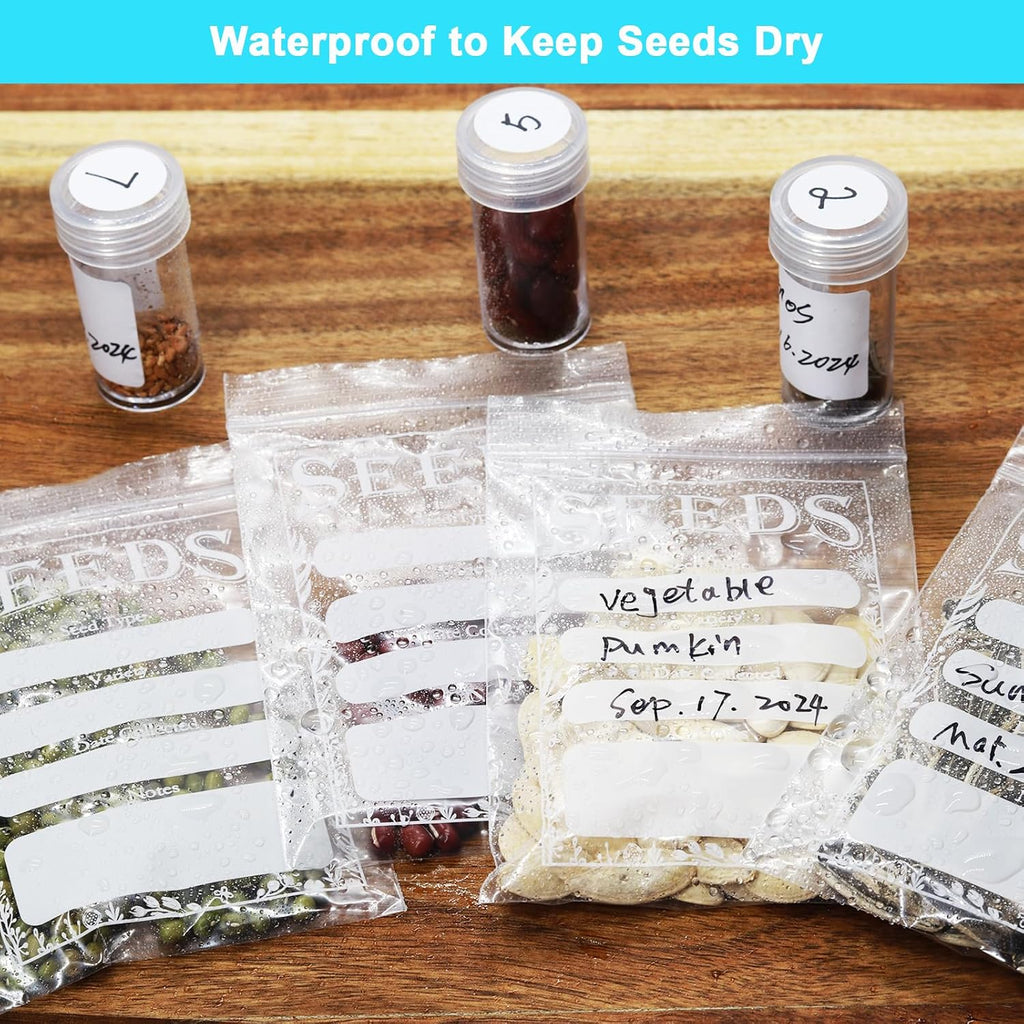Portable 140 Slots Seed Storage Organizer, Large Capacity with 25 PCS Zipper Envelopes Bag, Label Stickers, Seed