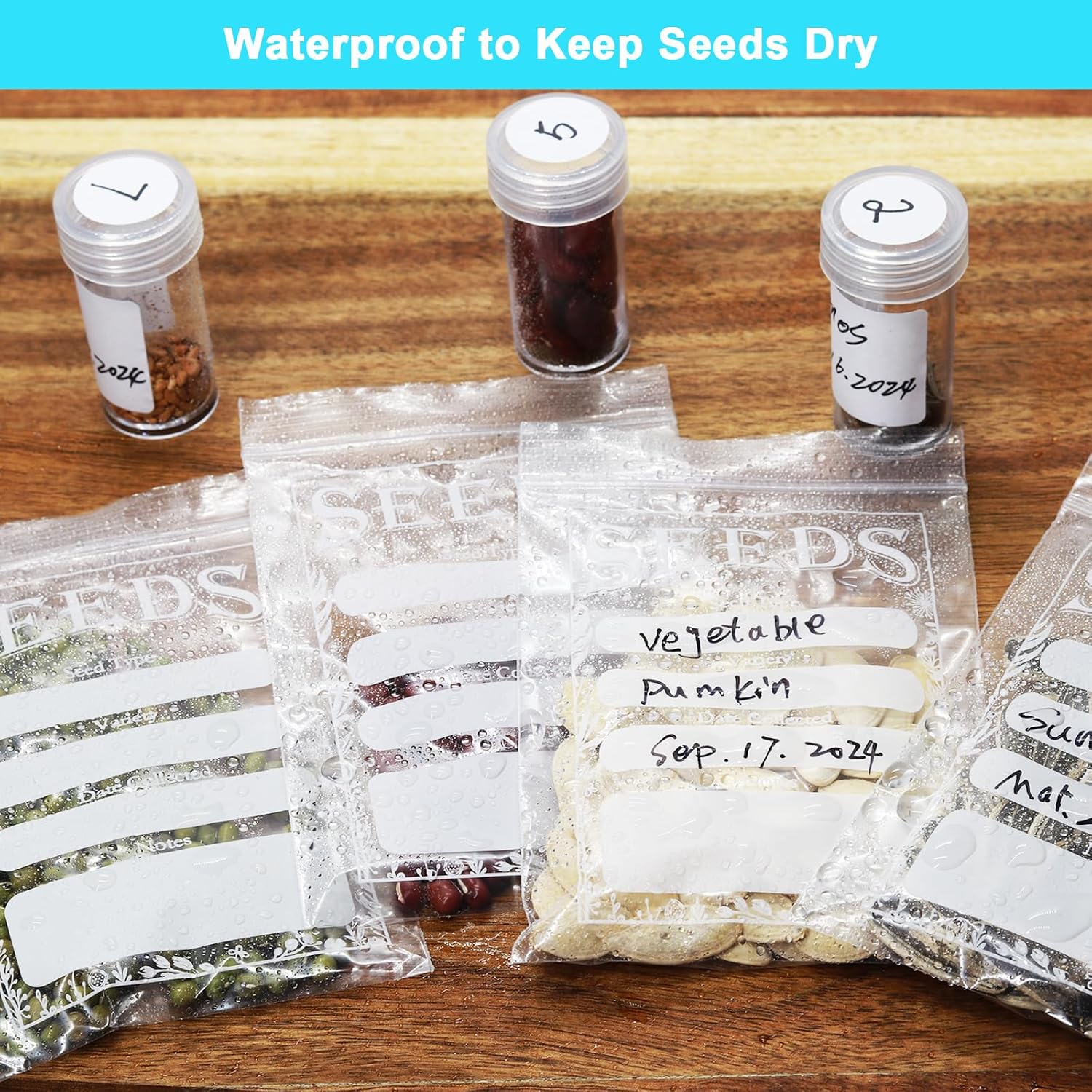 Portable 140 Slots Seed Storage Organizer, Large Capacity with 25 PCS Zipper Envelopes Bag, Label Stickers, Seed