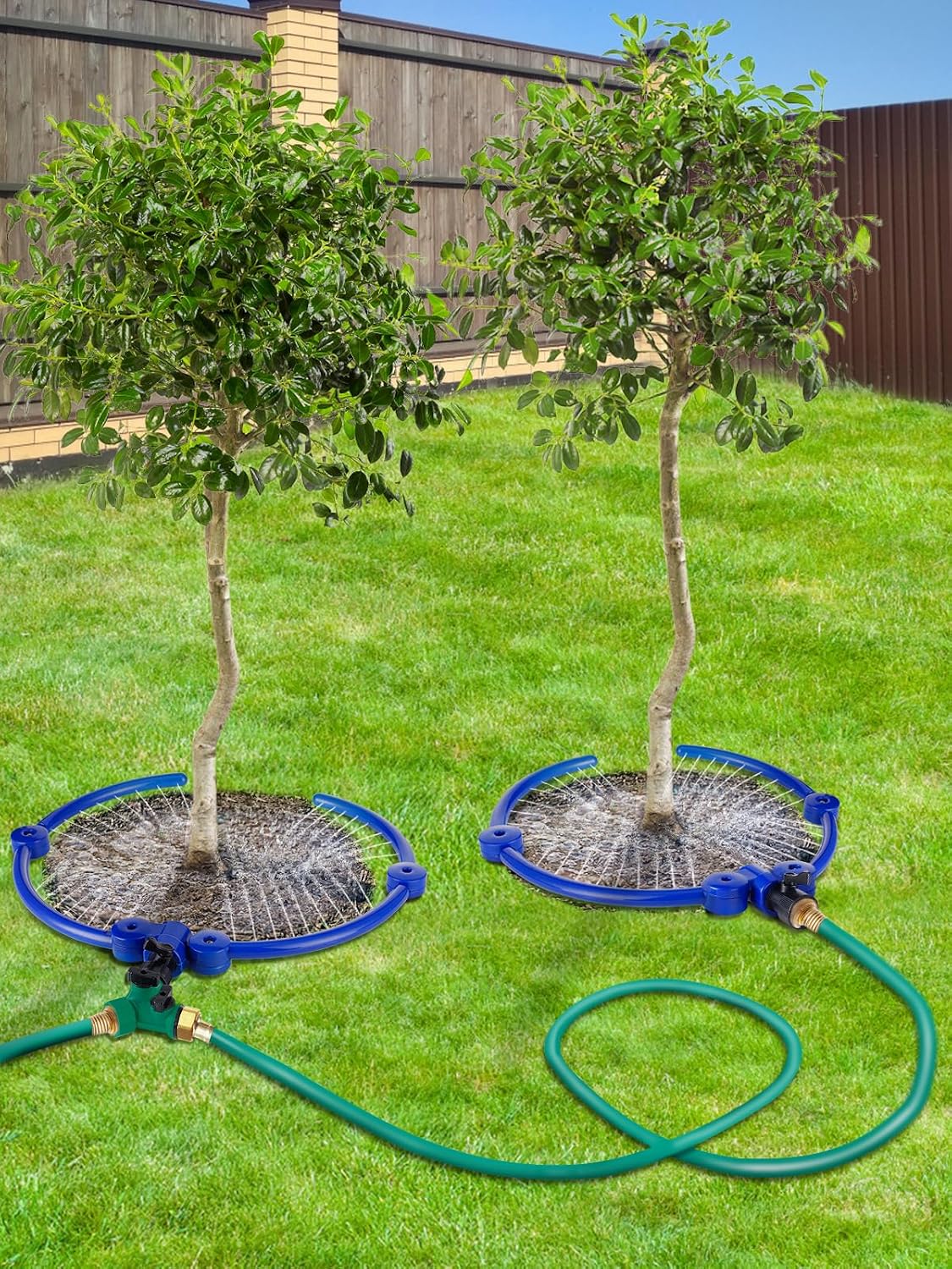 Apipi 2 Pcs 11.8" 360° Ring Tree Water Sprinklers for Even Root Irrigation | Adjustable Circle Tree Watering with Y