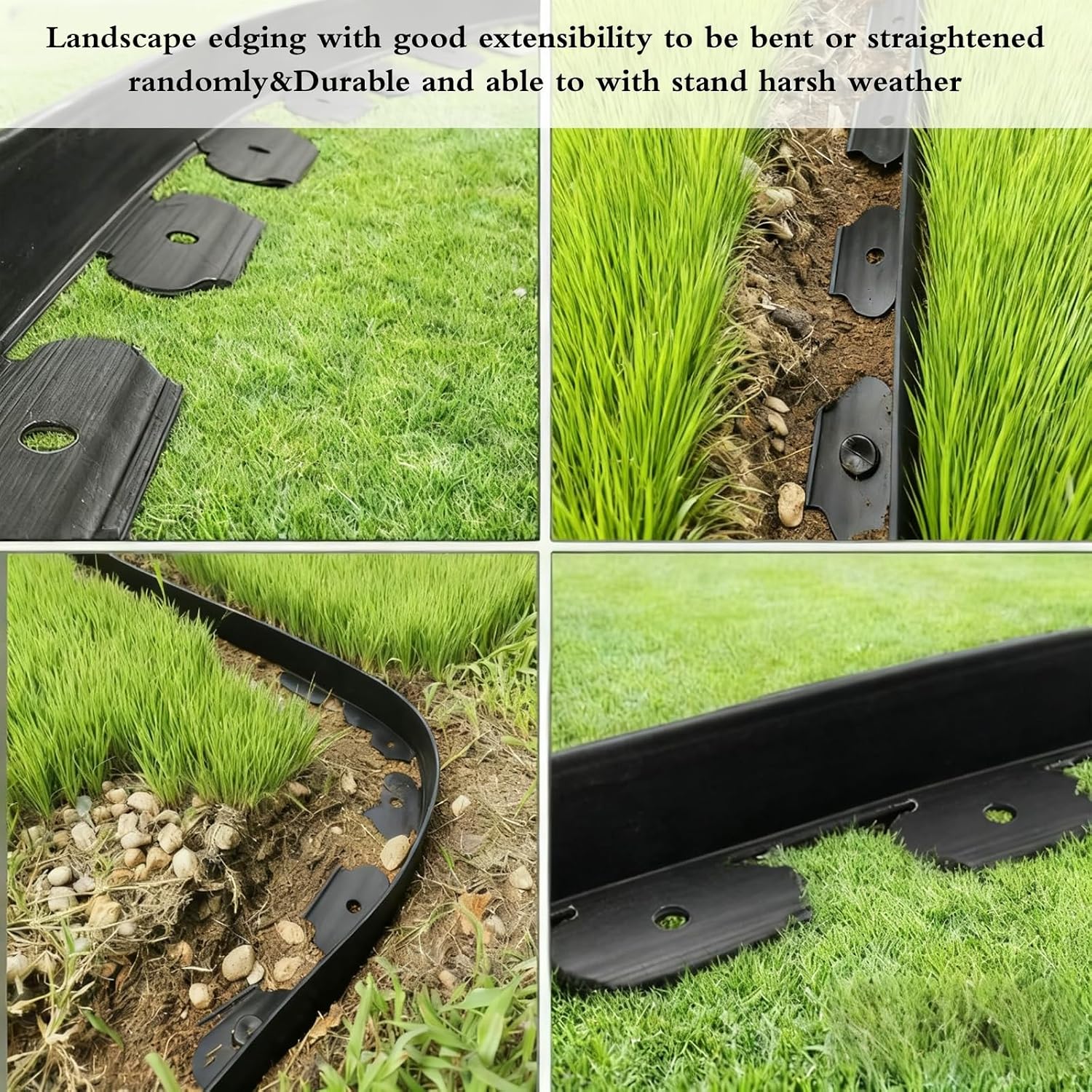 33FT Landscape Edging, 4 Inch Garden Edging Border with 50 Spikes, Flexible Lawn Edging for Trees, Landscape, Garden