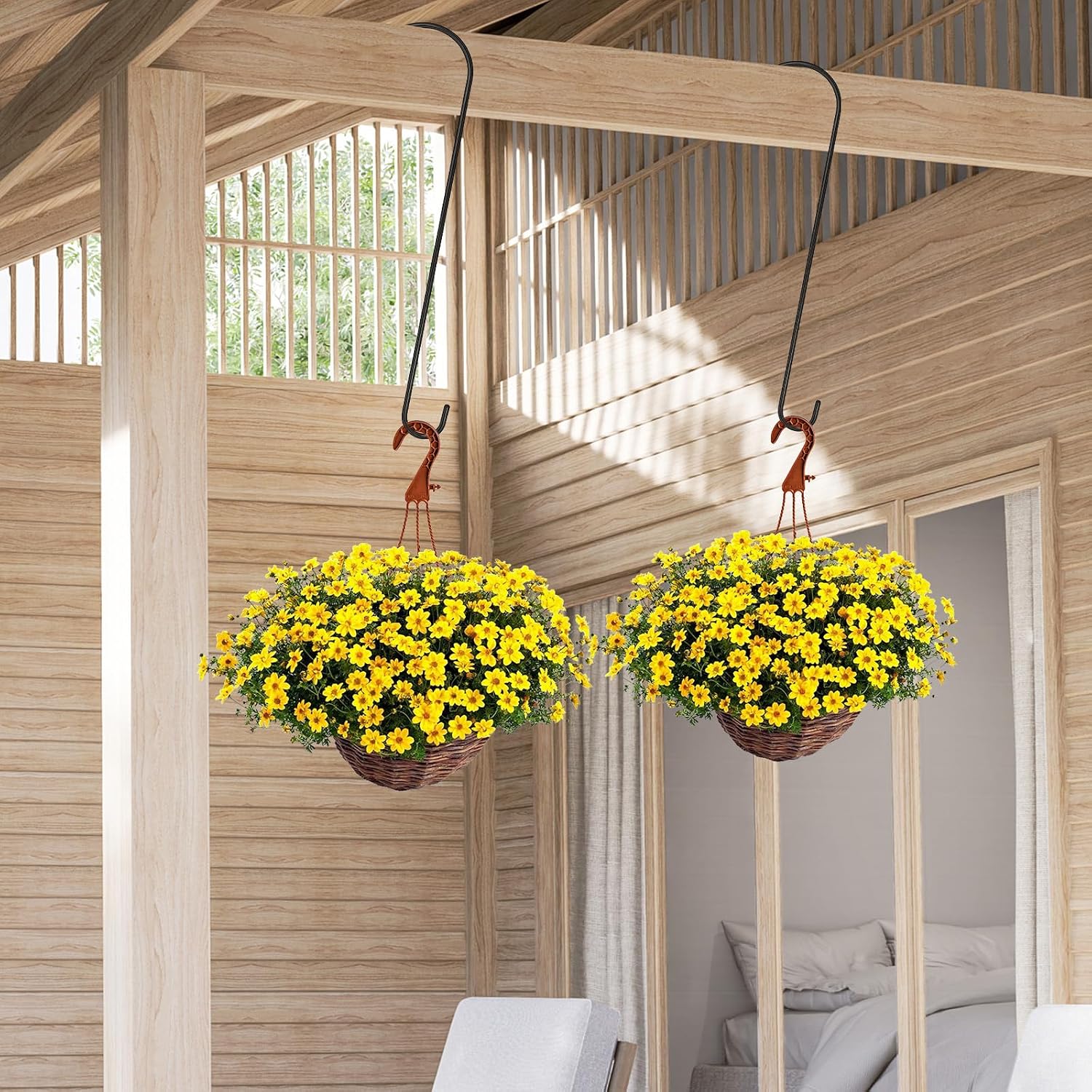 6 Packs 24 Inch Long S Hooks for Hanging Plants,Extra Large S Hooks,Metal Bird Feeder Hooks, Rustproof Garden Planter