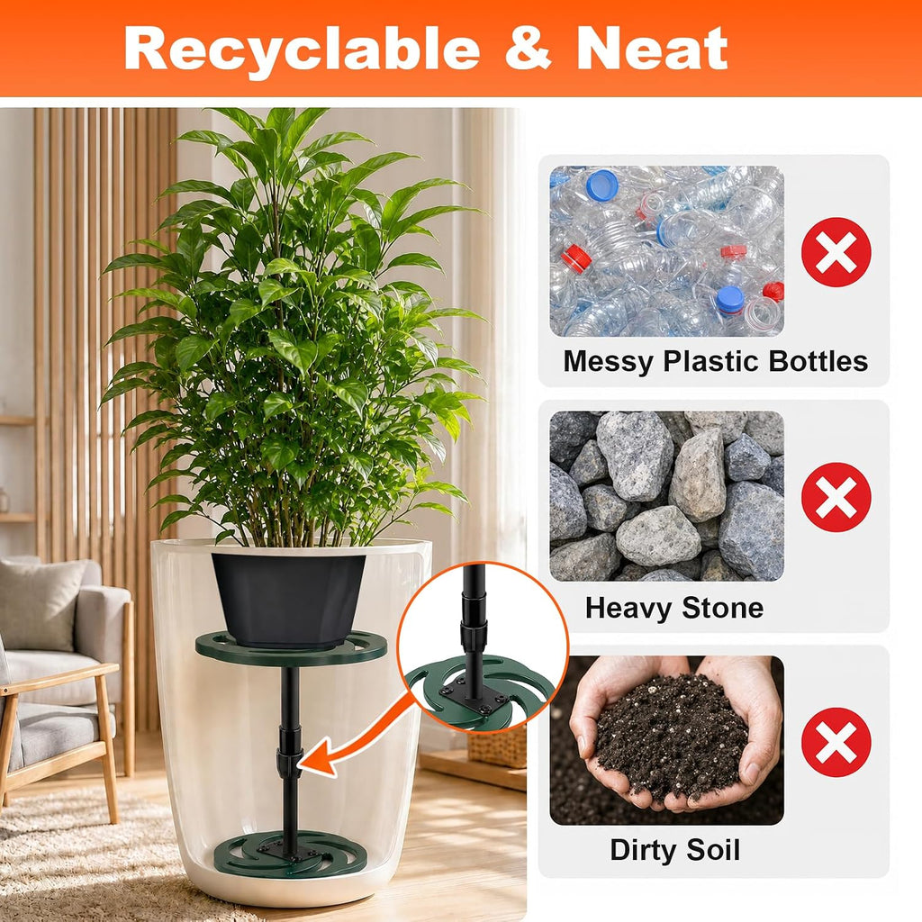 2 Pack Plant Risers for Inside Pots, 12-21" Rise Plastic Planter Inserts | Adjustable Height Planter Inserts for Large