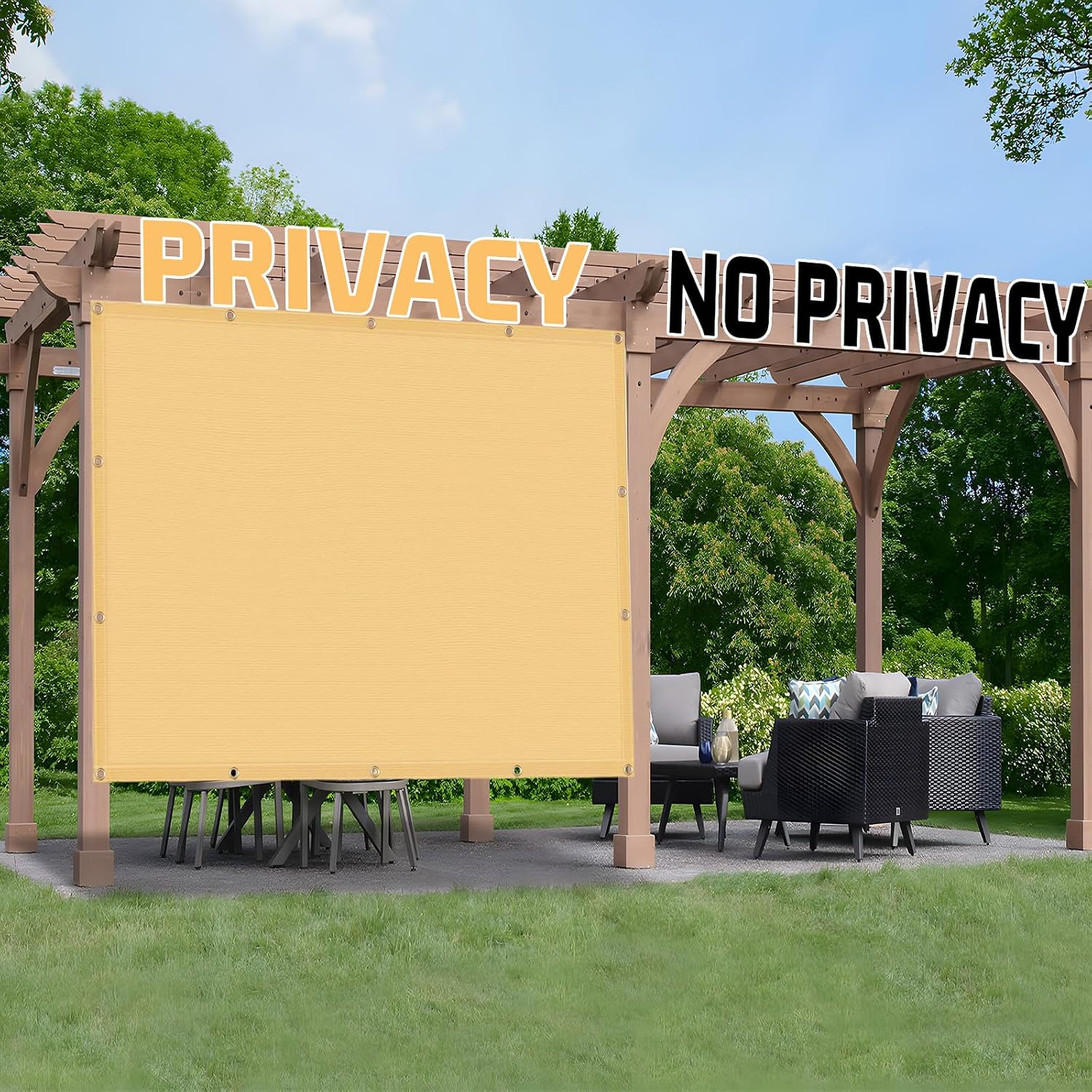 SUNNY GUARD 90% Shade Cloth 8 x 10 FT with Grommets, Sand | Sun Shade Screen Fabric Shade Cover Tarp with Grommets for