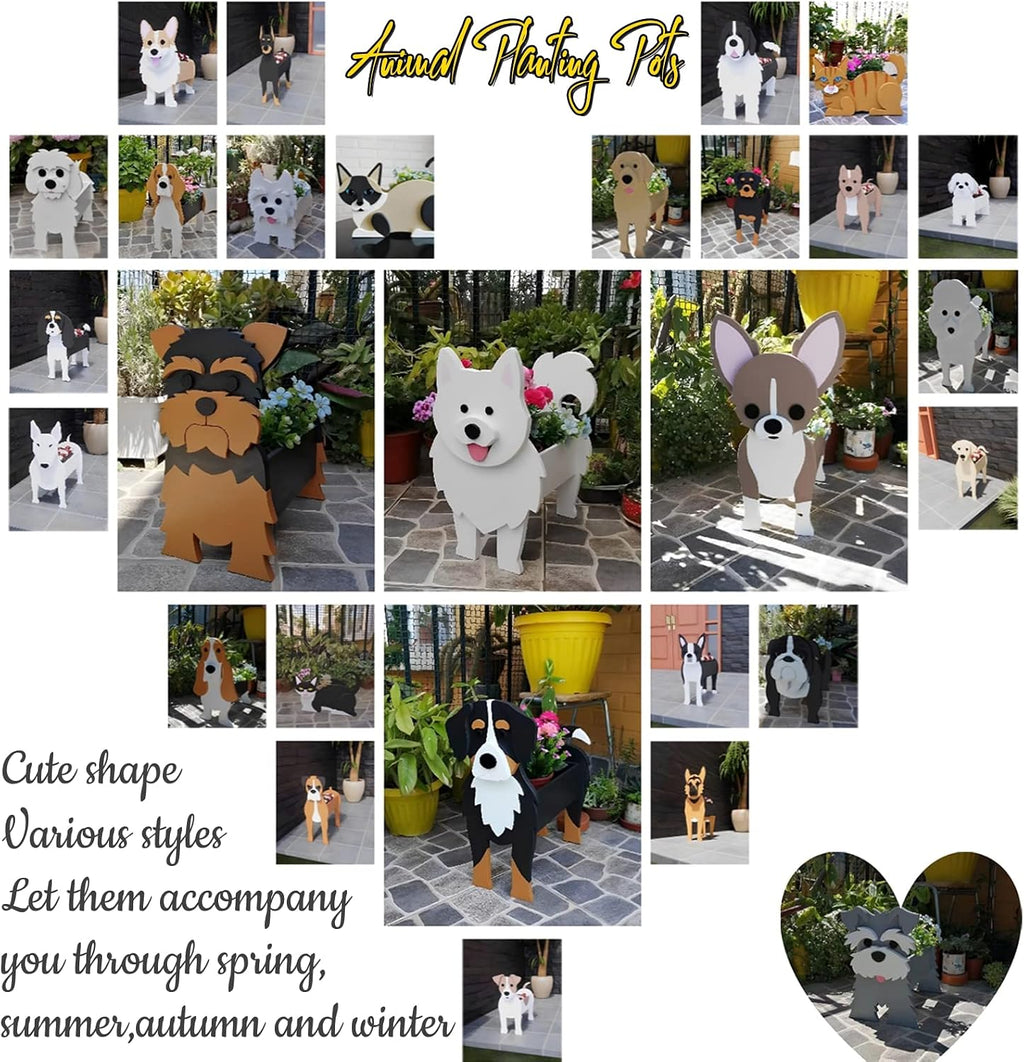 Bichon Frise Dog Planter Pots, Animal Shaped Flower Pot | Large Cute Plant Gift for Women and Pet Lovers, Indoor