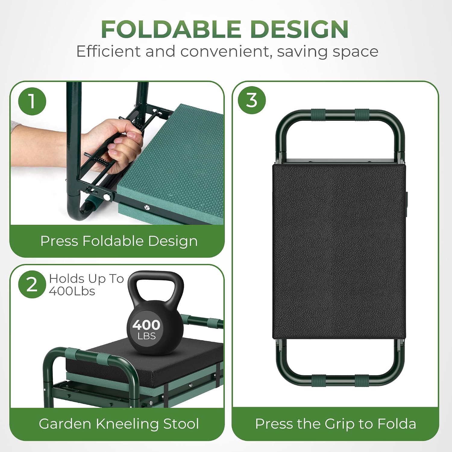 Walensee Garden Kneeler and Seat, with Wider Soft Kneeling Pad & Tool Pouch | Heavy Duty collapsible Garden Tools