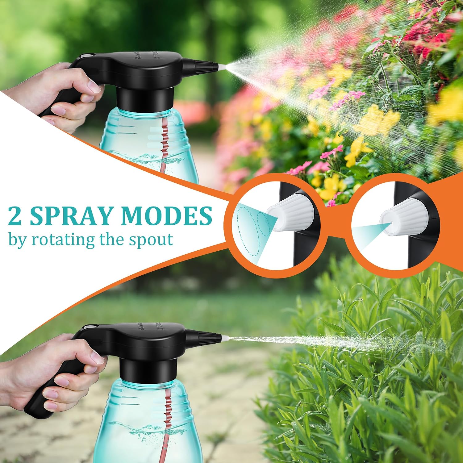 0.5 Gallon Electric Spray Bottle Plant Mister Green Style | Rechargeable Battery Powered Sprayer with Adjustable Spout