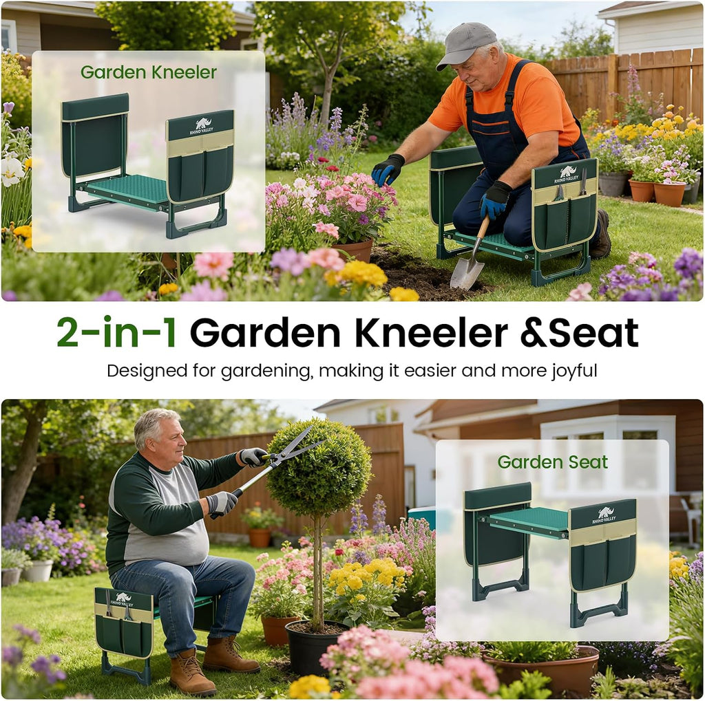 Garden Kneeler and Seat Foldable Gardening Stool Foldable Gardening Bench | Heavy Duty 2 in 2 Gardening Stool with Tool