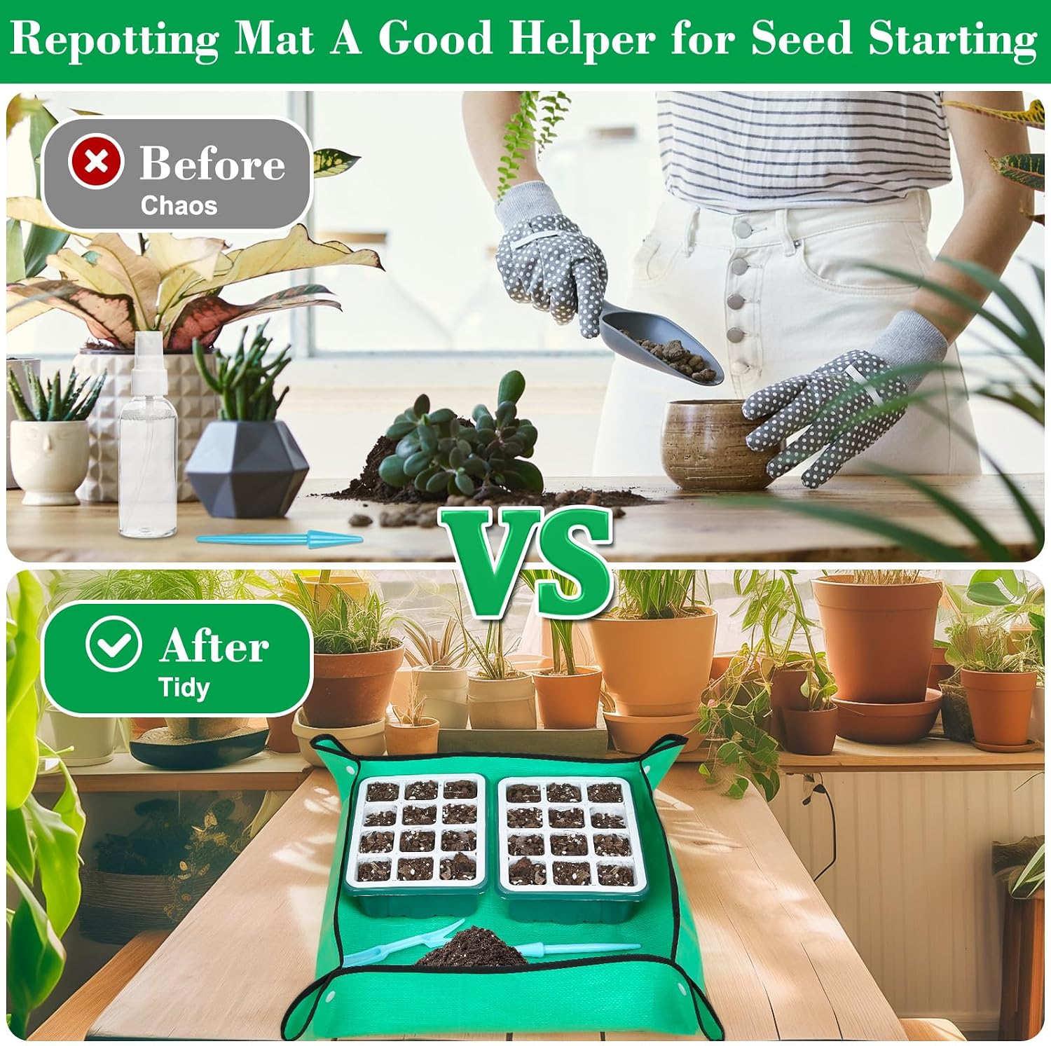 Reusable Silicone Seed Starter Tray, 60 Cells Seed Starter Kit with Humidity Adjustable Dome and Lid, Plant Germination