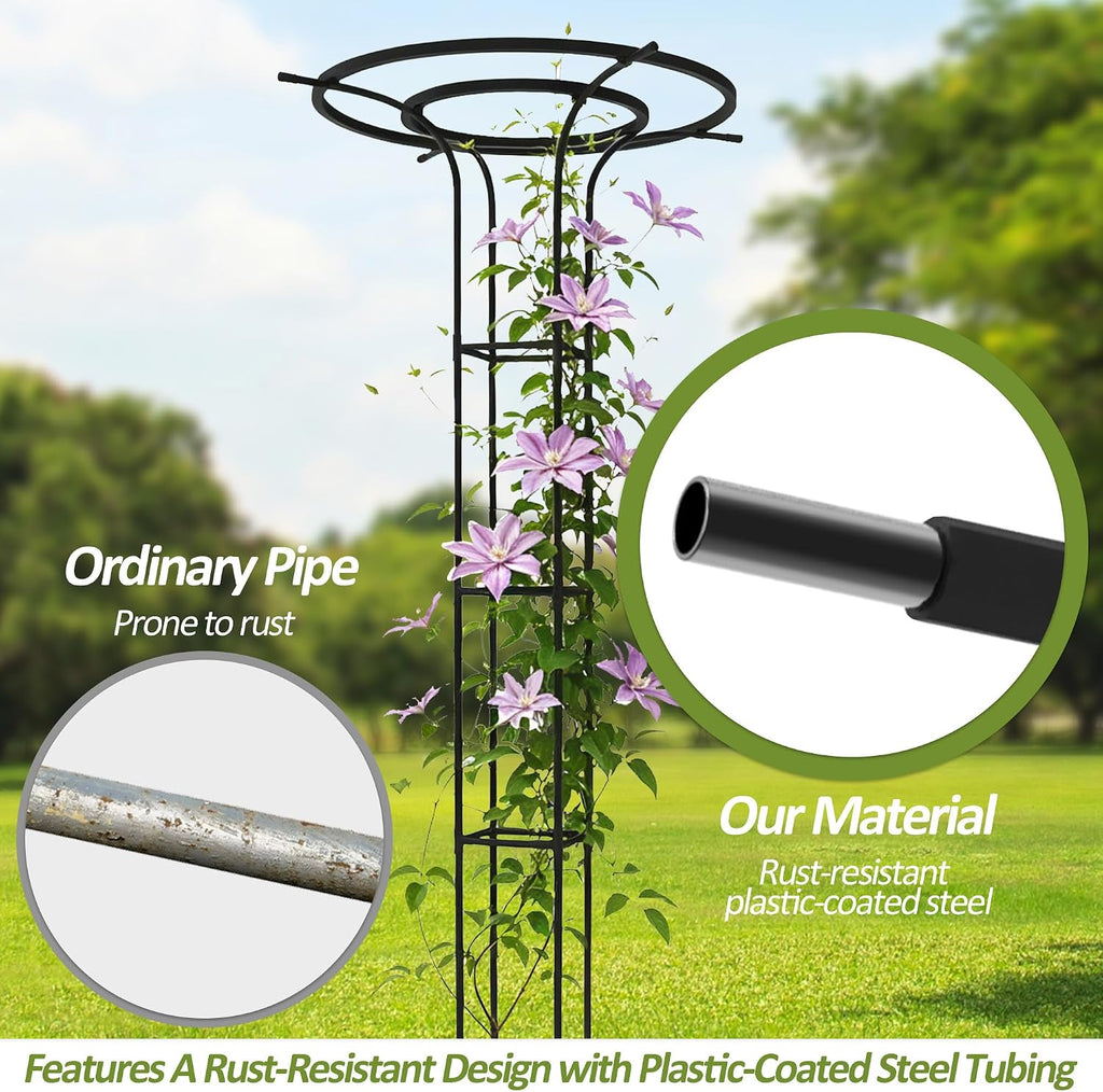 Trellis for Climbing Plants Outdoor - 69" Height-Adjustable Plant Support | Rustproof PE-Coated Steel Pipe, Sturdy