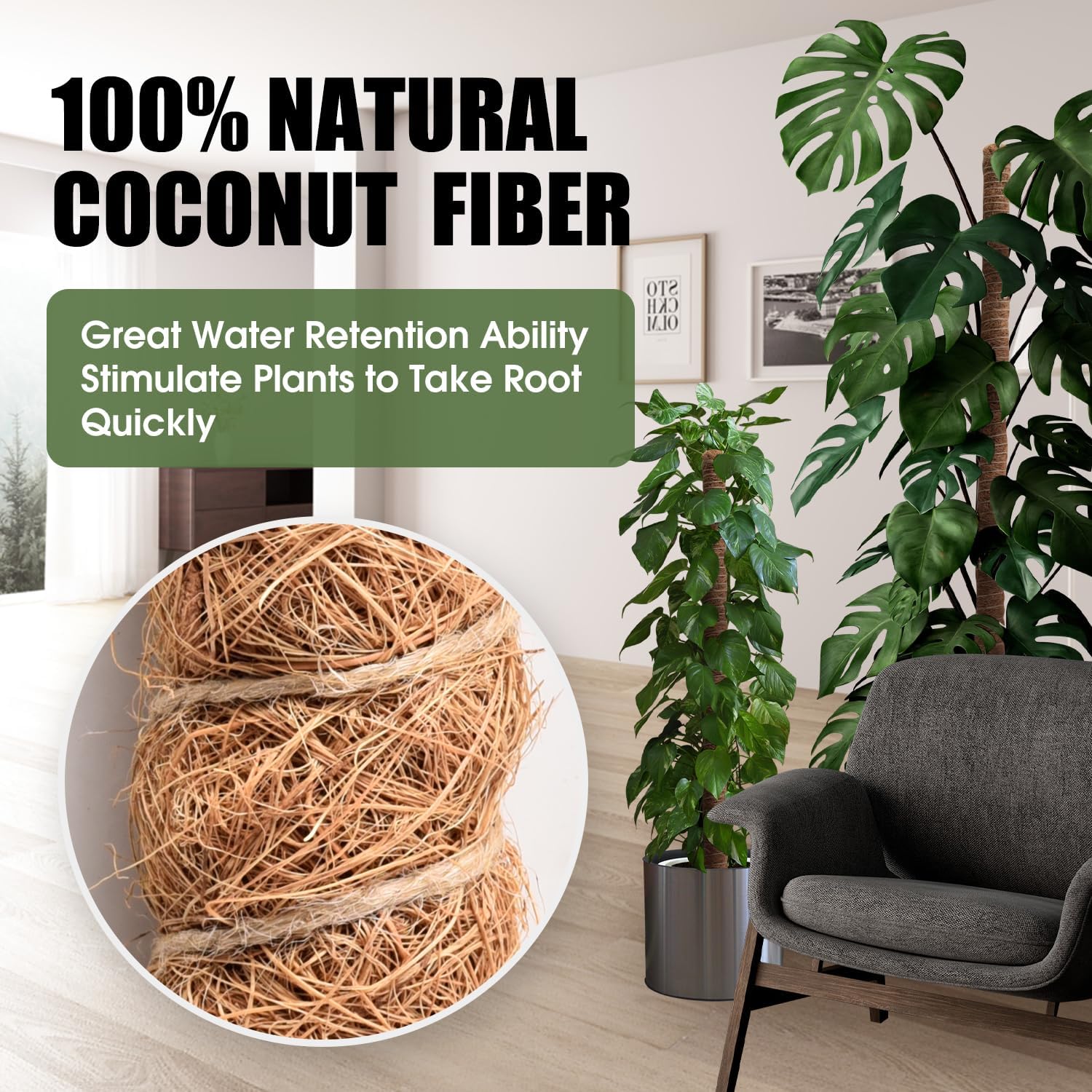 4 Pack Moss Pole 63 Inch Monstera Plant Sticks Support Tall Long Stakes | Climbing Indoor Large Bendable Handmade DIY