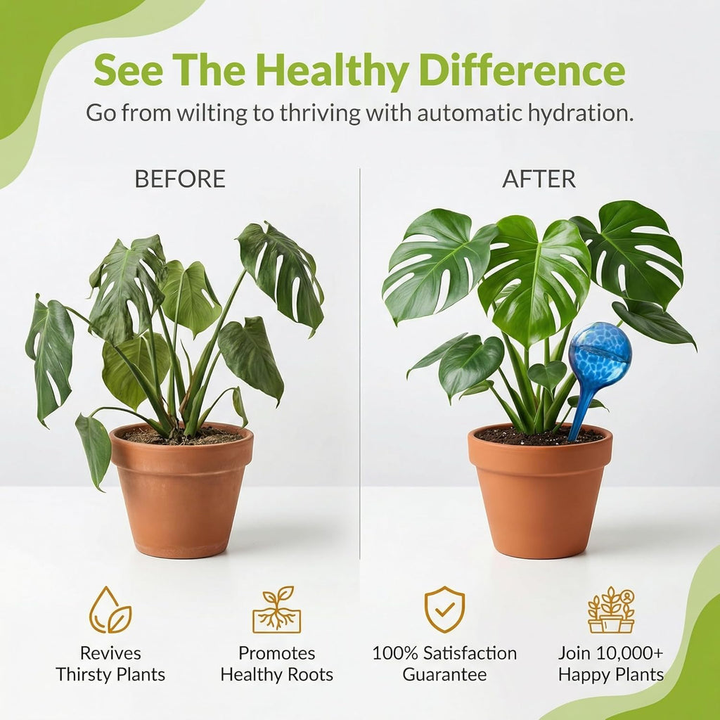 Little Green Leaf Automatic Plant Watering Globes Self Watering Planter Inserts (Set of 4) | Hands Free Multicolor