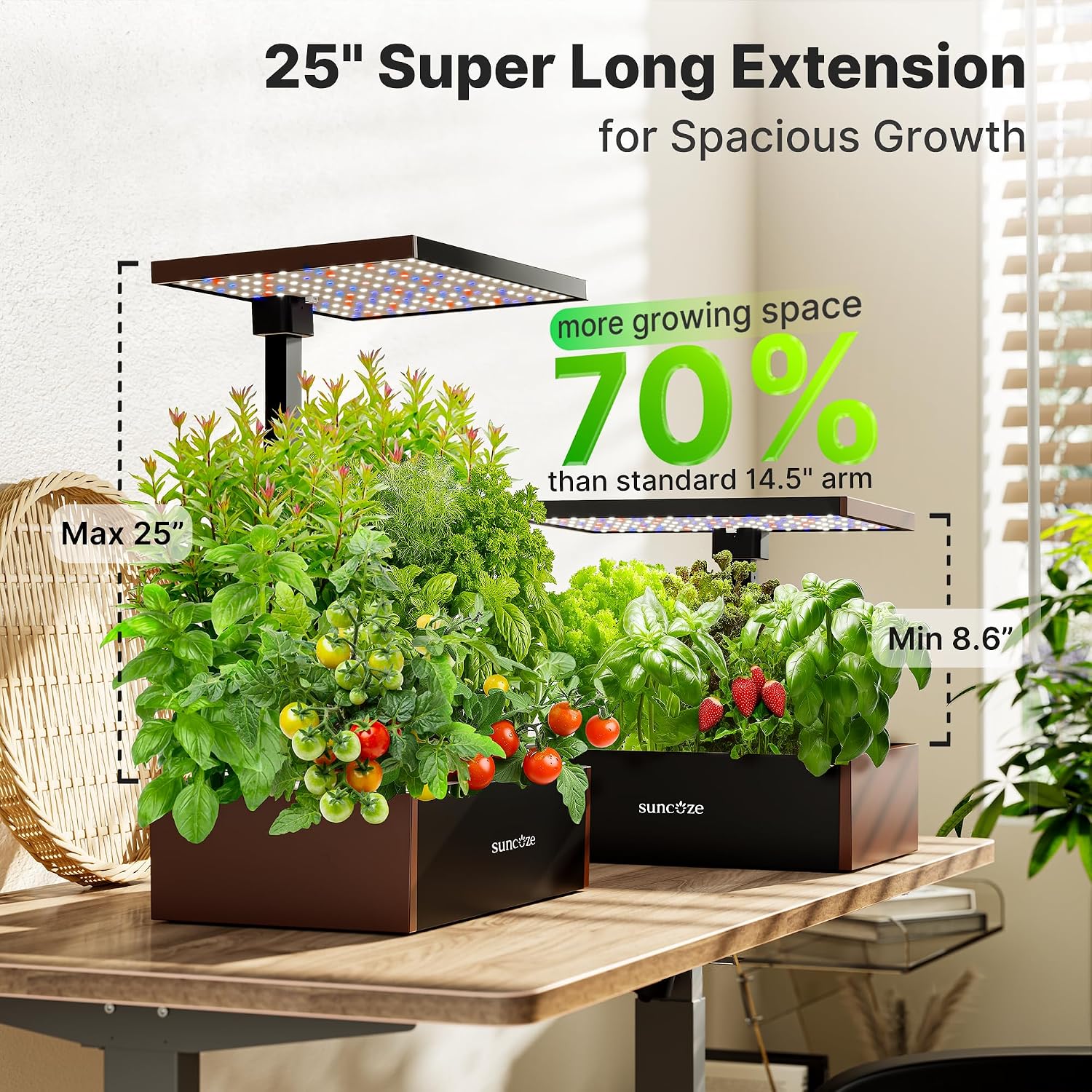 SUNCOZE Smart Hydroponics Growing System, 20 Pods, 25 in Adjustable Height | Indoor Herb Garden with 30W LED Grow