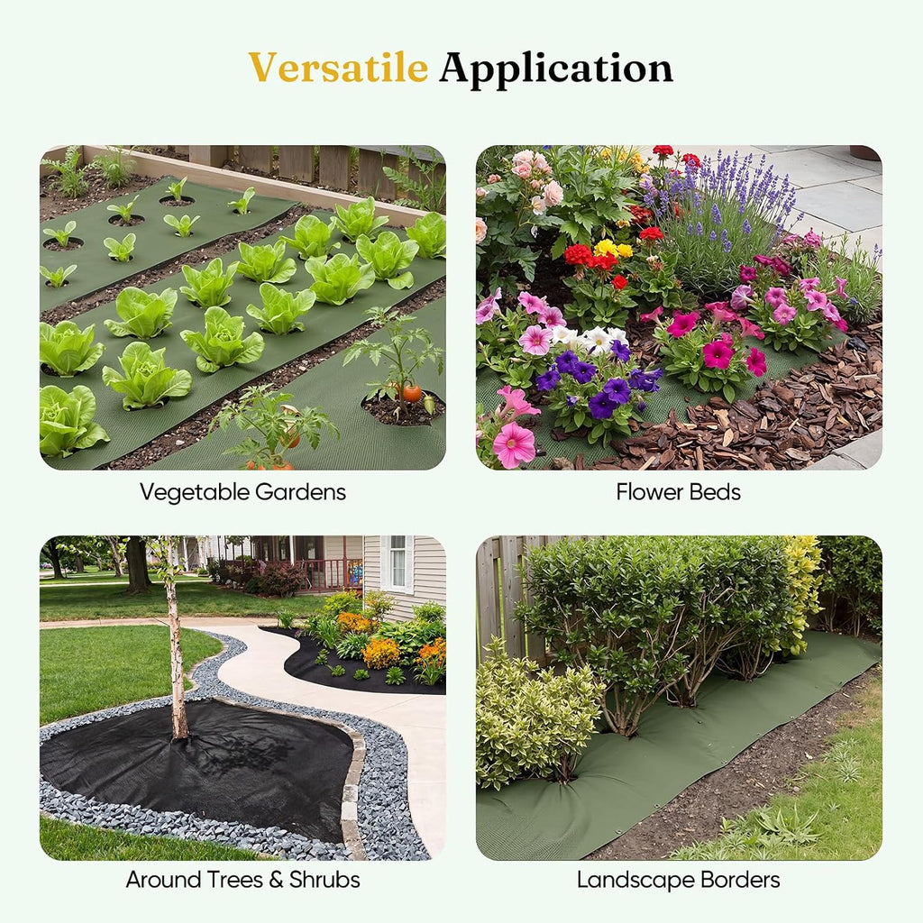 4FT x 100FT Heavy Duty Weed Barrier Landscape Fabric | Non-Woven Garden Cloth, Easy to Cut & Fray Resistant, Breathable