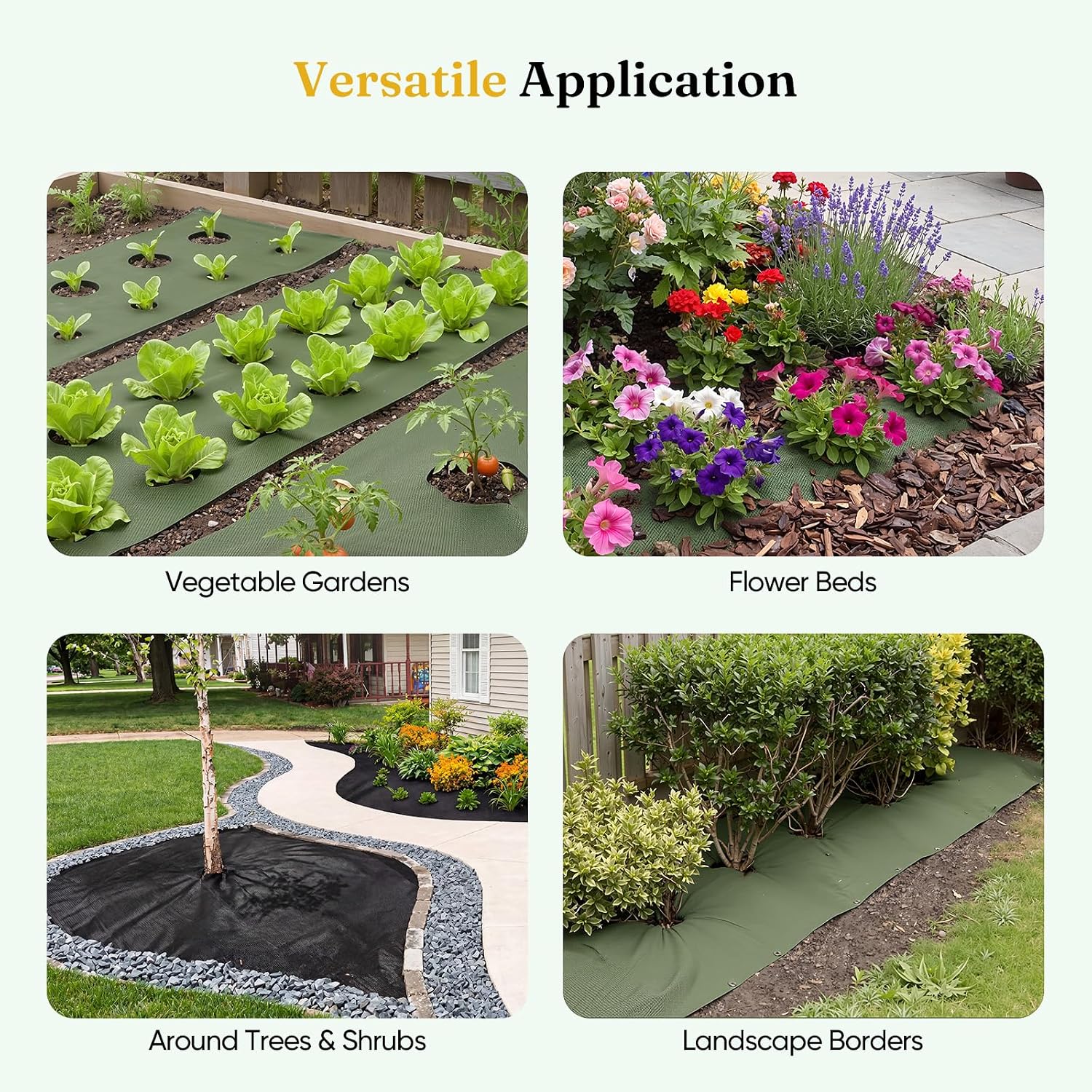 4FT x 100FT Heavy Duty Weed Barrier Landscape Fabric | Non-Woven Garden Cloth, Easy to Cut & Fray Resistant, Breathable