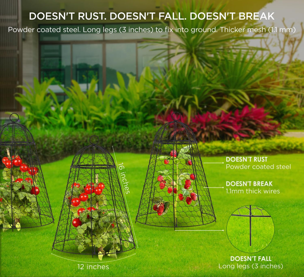 Garden Cloches for Plant Protector from Animals Chicken Wire Cages Outdoor | 12" x 20" Pack of 6 Extra Large Plant