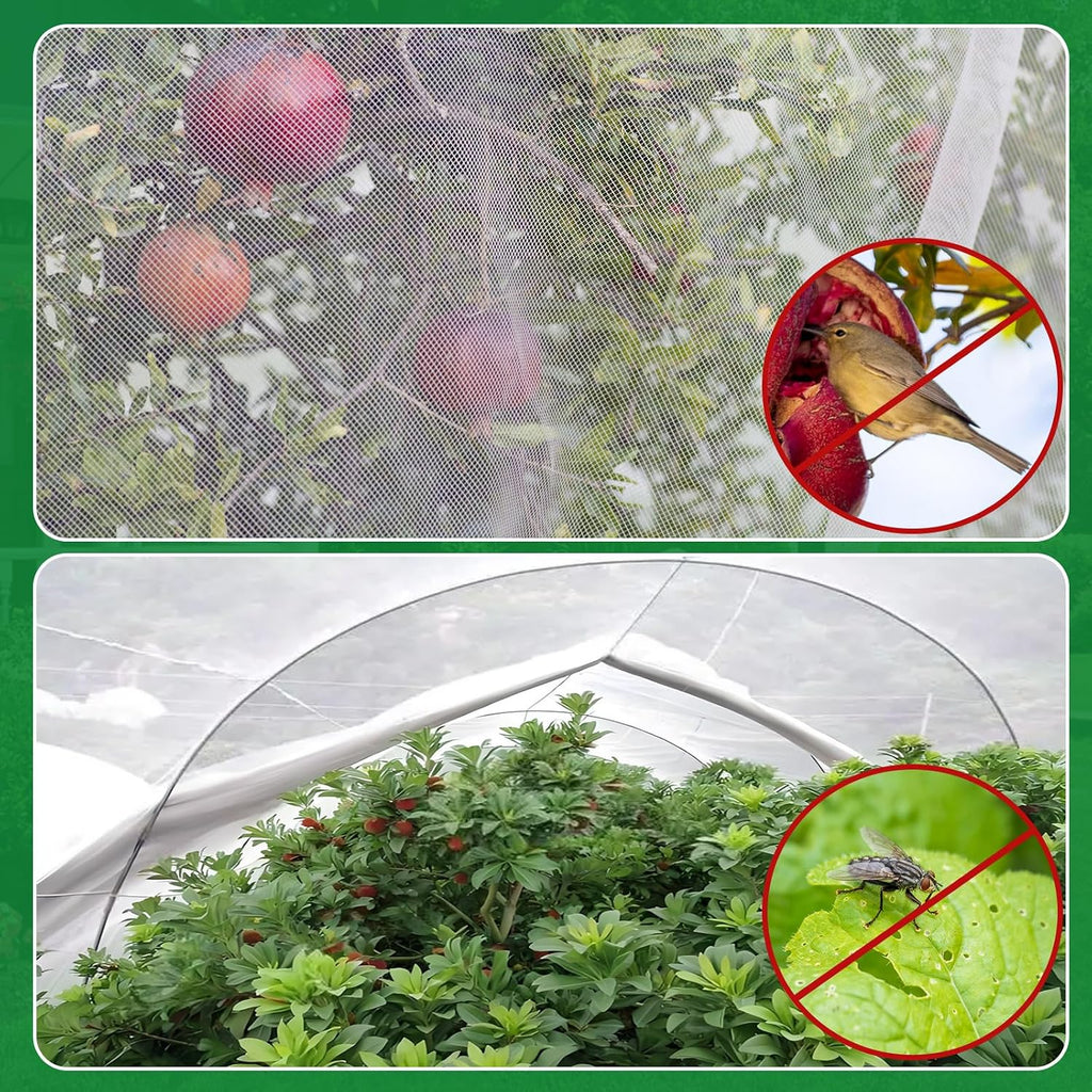 NONMON Garden Netting, 2 Pack 10x33FT Ultra Fine Mesh Insect Netting | Pest Barrier Protection Plant Row Cover Mosquito