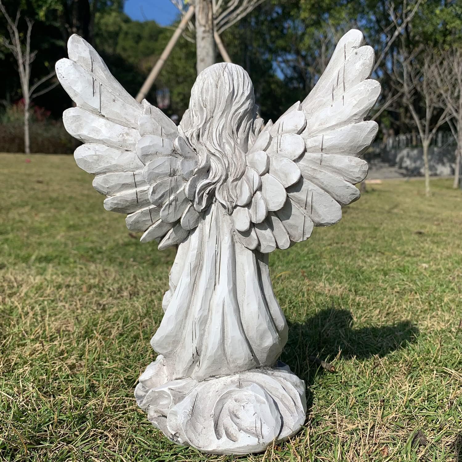 Praying Angel Garden Statue, Religious Fairy Sculpture Waterproof Decorative Figurine Art Decor for Patio, Lawn, Yard