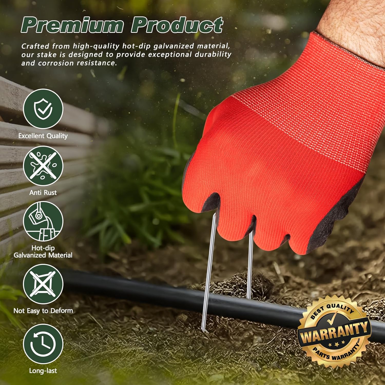 Landscape Staples 6 Inch 500 Pack, Heavy Duty 11 Gauge Hot-Dip Galvanized Garden Stakes for Weed Barrier, Landscape