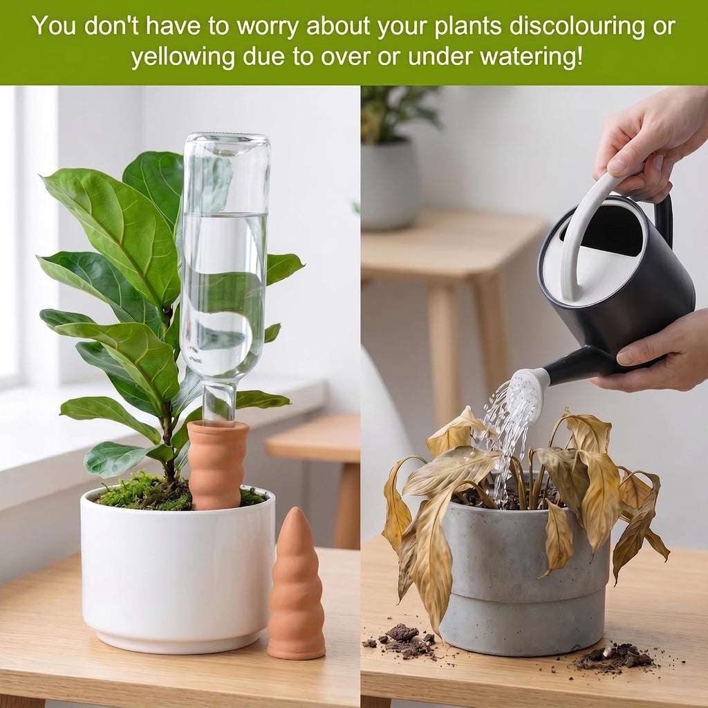 Terracotta Watering Spike Set, 6 Pcs Self Watering Planter Insert, Automatic Plant Watering Devices for Vacation Care