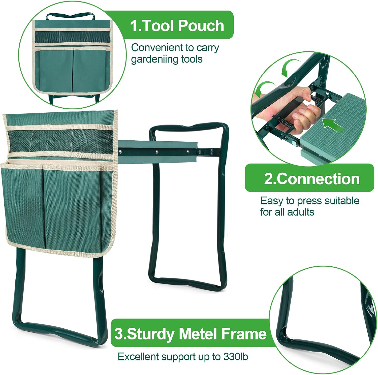 Garden Kneeler and Seat, Garden Bench for Kneeling and Sitting, Garden Stool and Kneeler with A Tool Pocket, Eva Soft