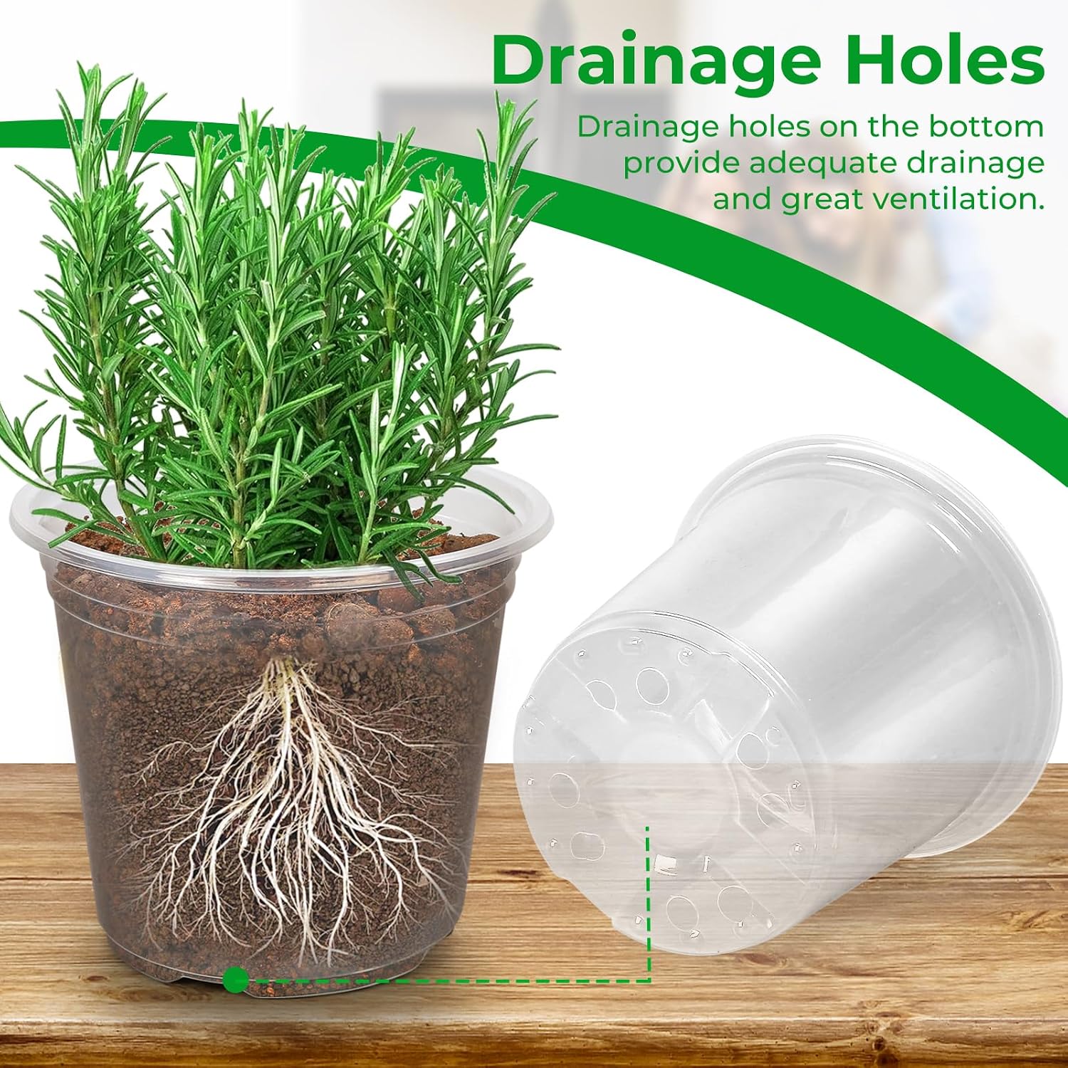 FUIJOL 50 Pack 3/4/5/6/7 Inch Clear Nursery Pots with Drainage Holes | Durable Plastic Nursery Pots for Plants