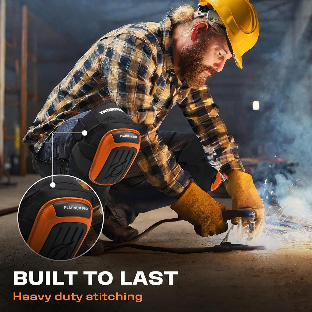 Thunderbolt Knee Pads for Men Construction Knee Pads for Work for Men and Women with Double Gel for Gardening Flooring