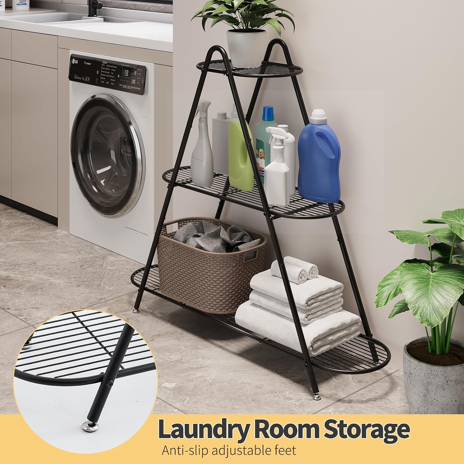 Plant Stand for Patio, 3-Tier Metal Plant Shelf–Indoor/Outdoor Display Rack for Multiple Pots, Heavy Duty Plants