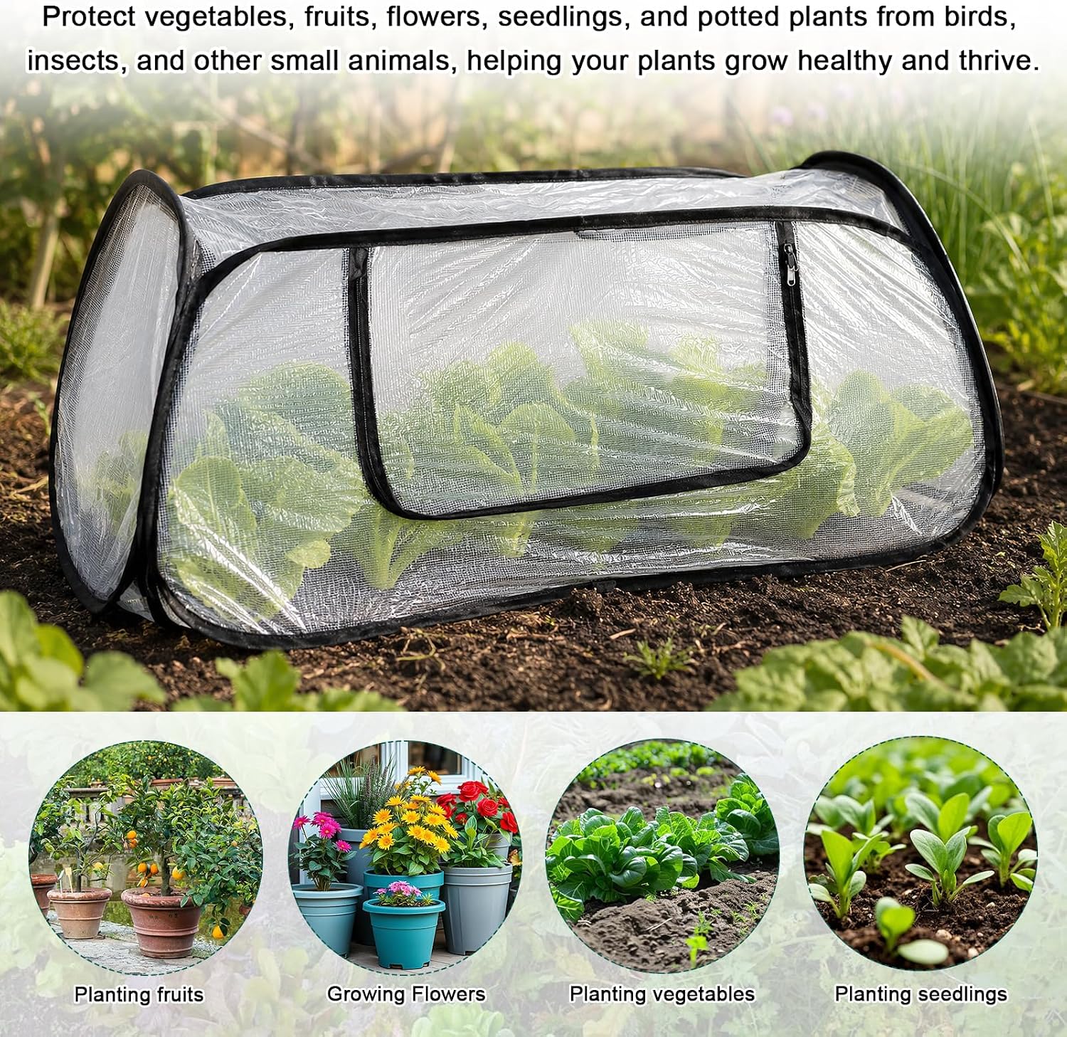 Garden Covers for Raised Beds, Pop up Garden Rows Plants Cover, Vegetable Mesh Plant Protector 45" x 18" x 20" Crop