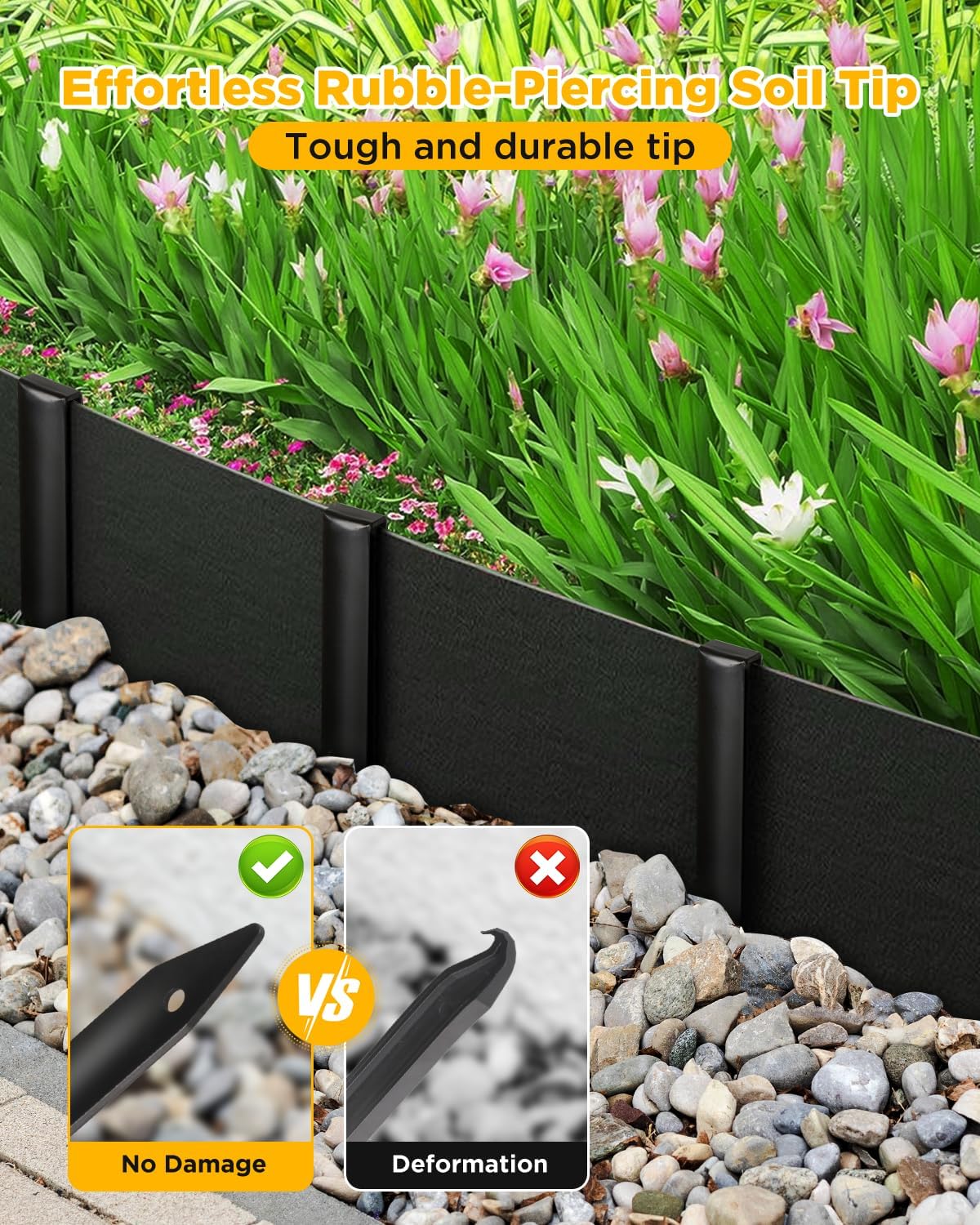 Landscape Edging Metal Stakes, 10 Inch Garden Edging Stakes | High Carbon Steel Landscaping Anchoring Stakes for