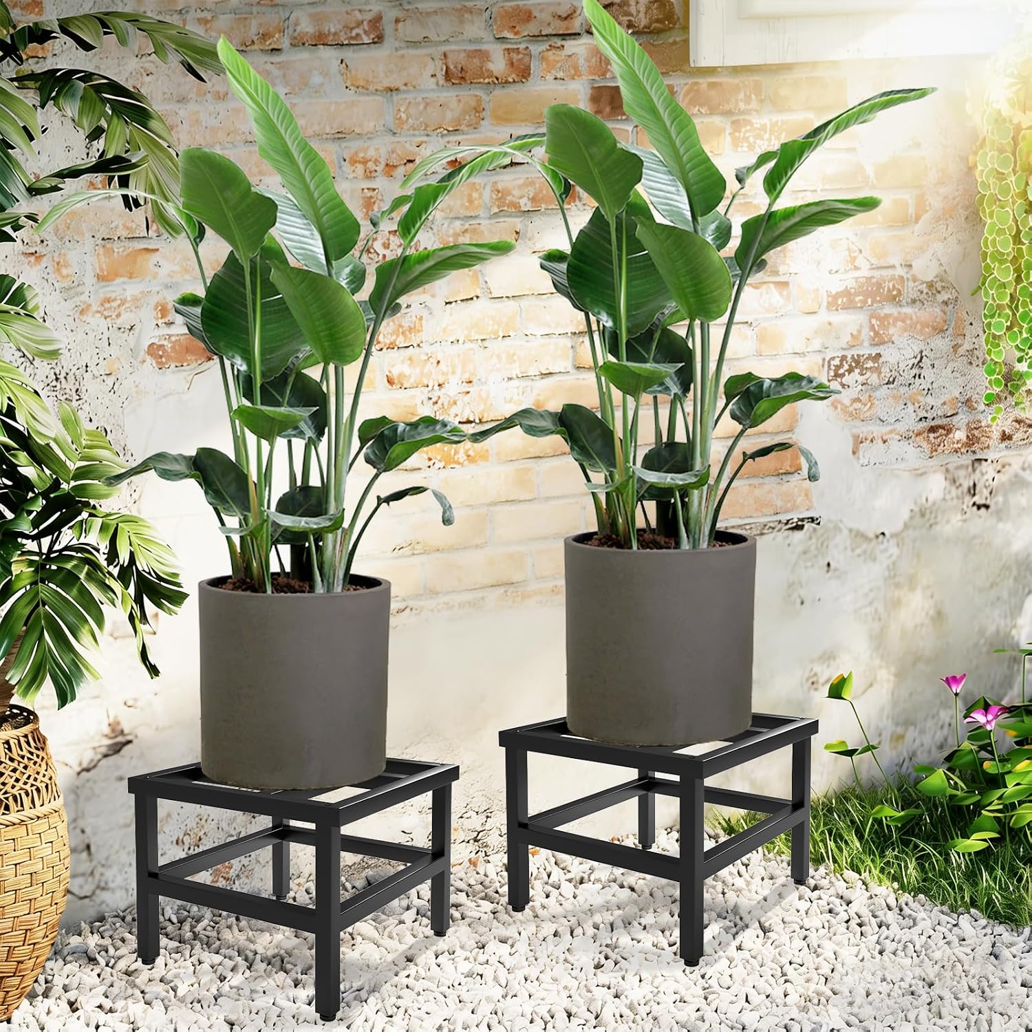 Plant Stand Indoor Outdoor, Heavy Duty Plant Stands Riser Metal Pedestal Stand for 12 Inch Flower Pot, Wrought Iron