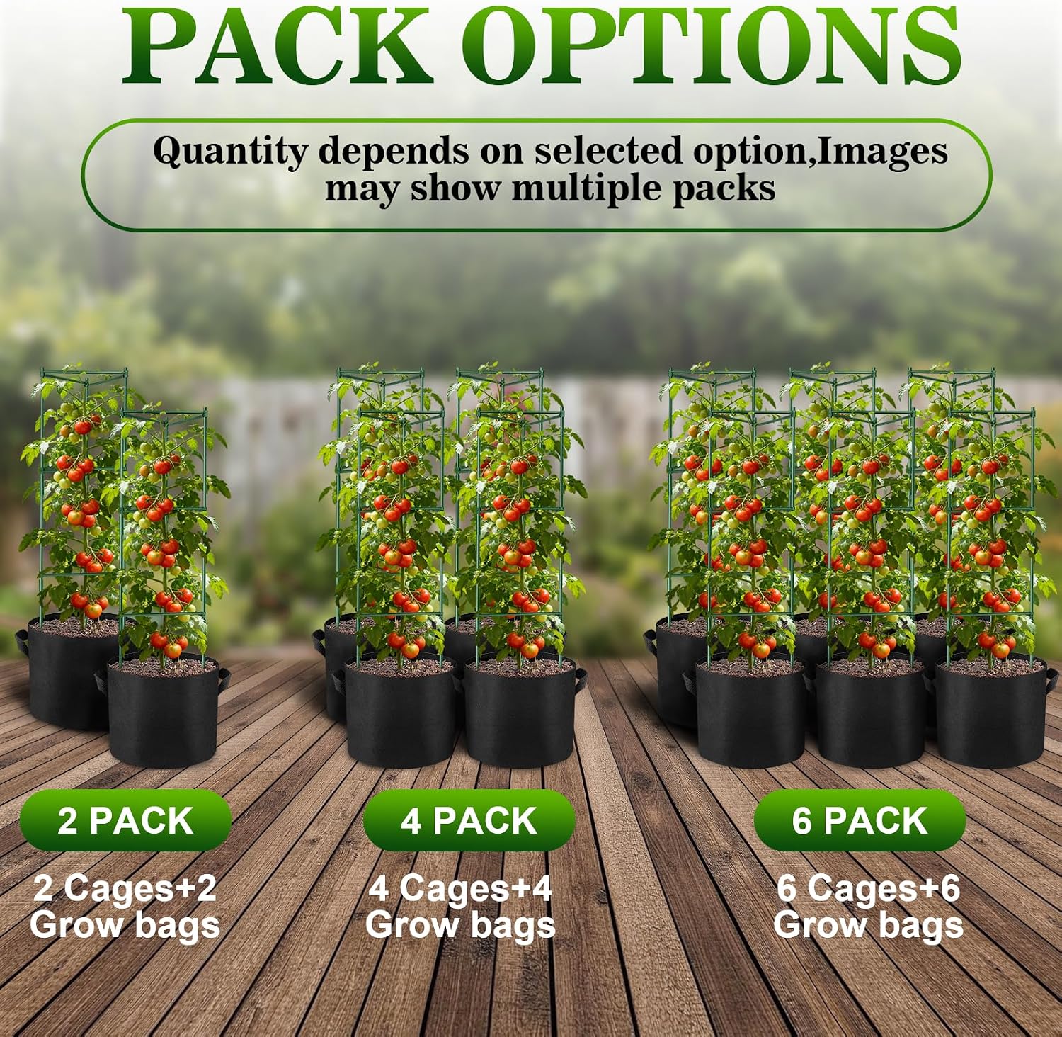 4 Pack 48 Inch Tomato Cages with 10 Gallon Grow Bags for Plant Support | Garden Trellis and Grow Bag Set for Tomatoes