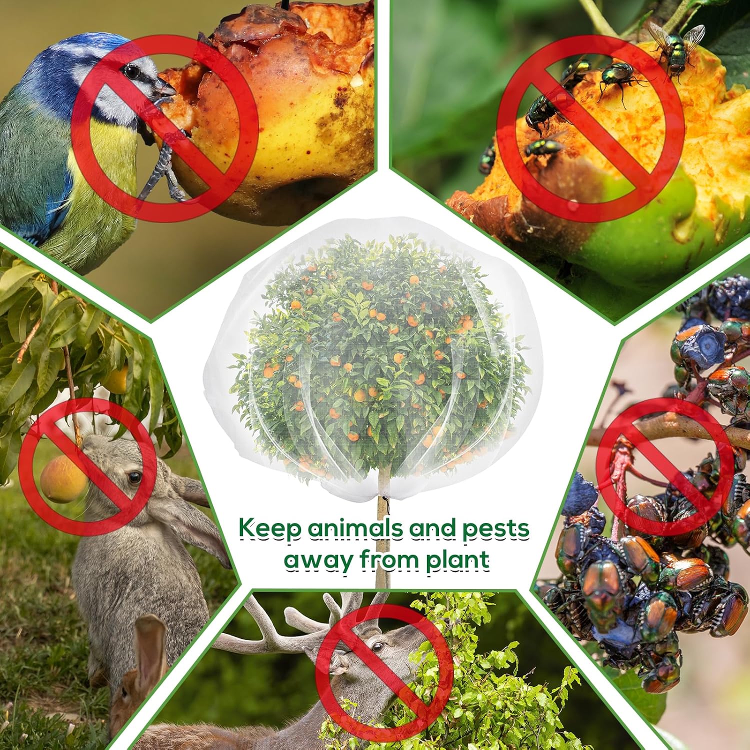 2 Pack 7 x 6 ft Fruit Tree Netting Covers with Drawstring | Ultra-Fine Mesh Garden Insect & Bird Protection Cover