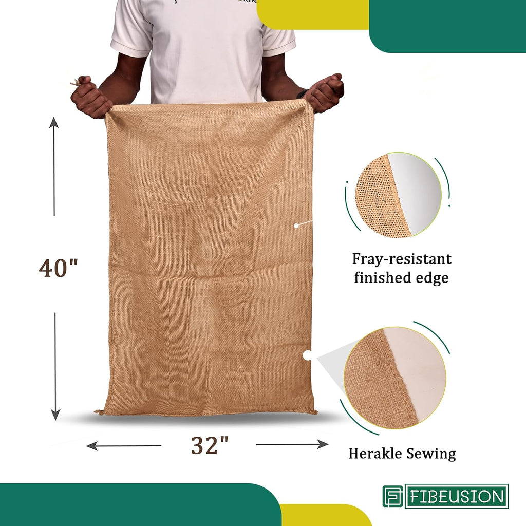 Heavy Duty Reusable Burlap Sacks 32" X 40" – Perfect Burlap Sack for Plants, Winter Plant Covers, Vegetable Storage &